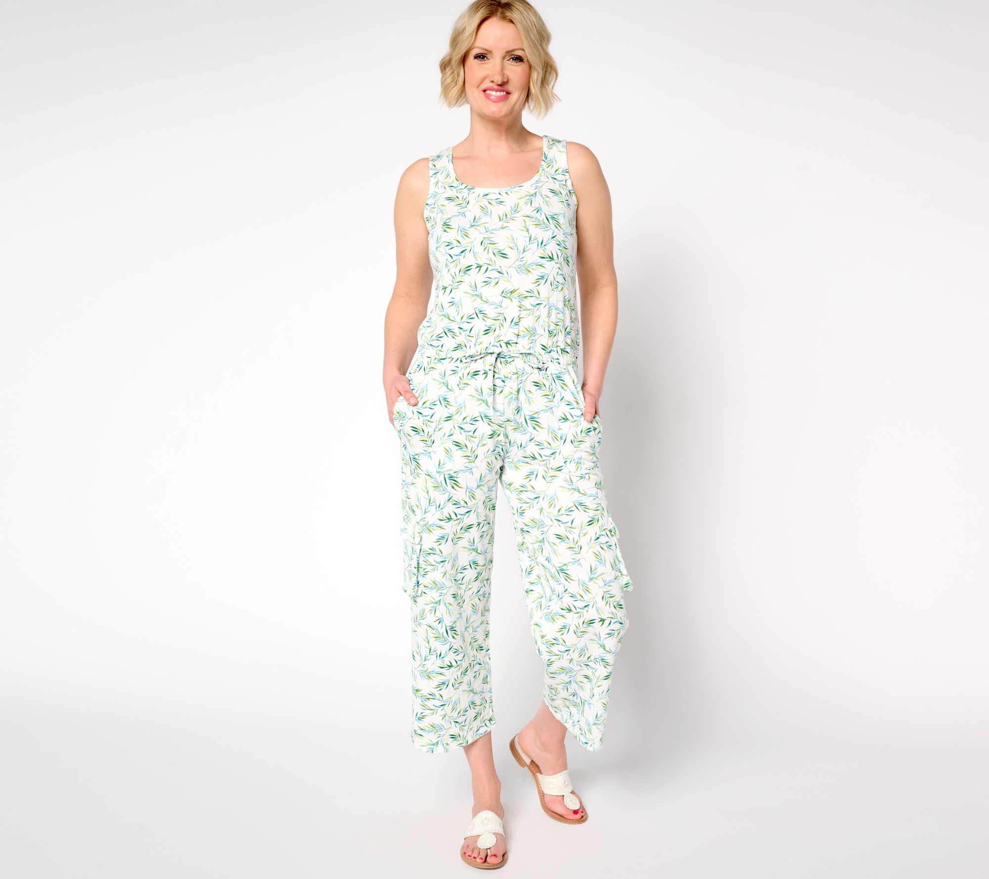 "As Is" MUK LUKS French Terry Straight Leg Cargo Jumpsuit