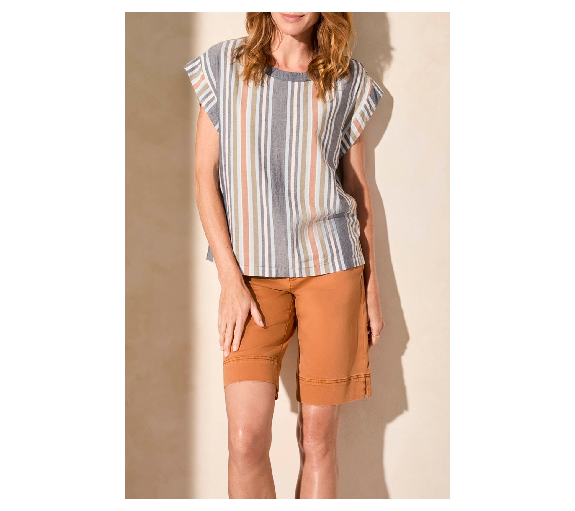 Tribal Drop-Shoulder Cap Sleeve Blouse