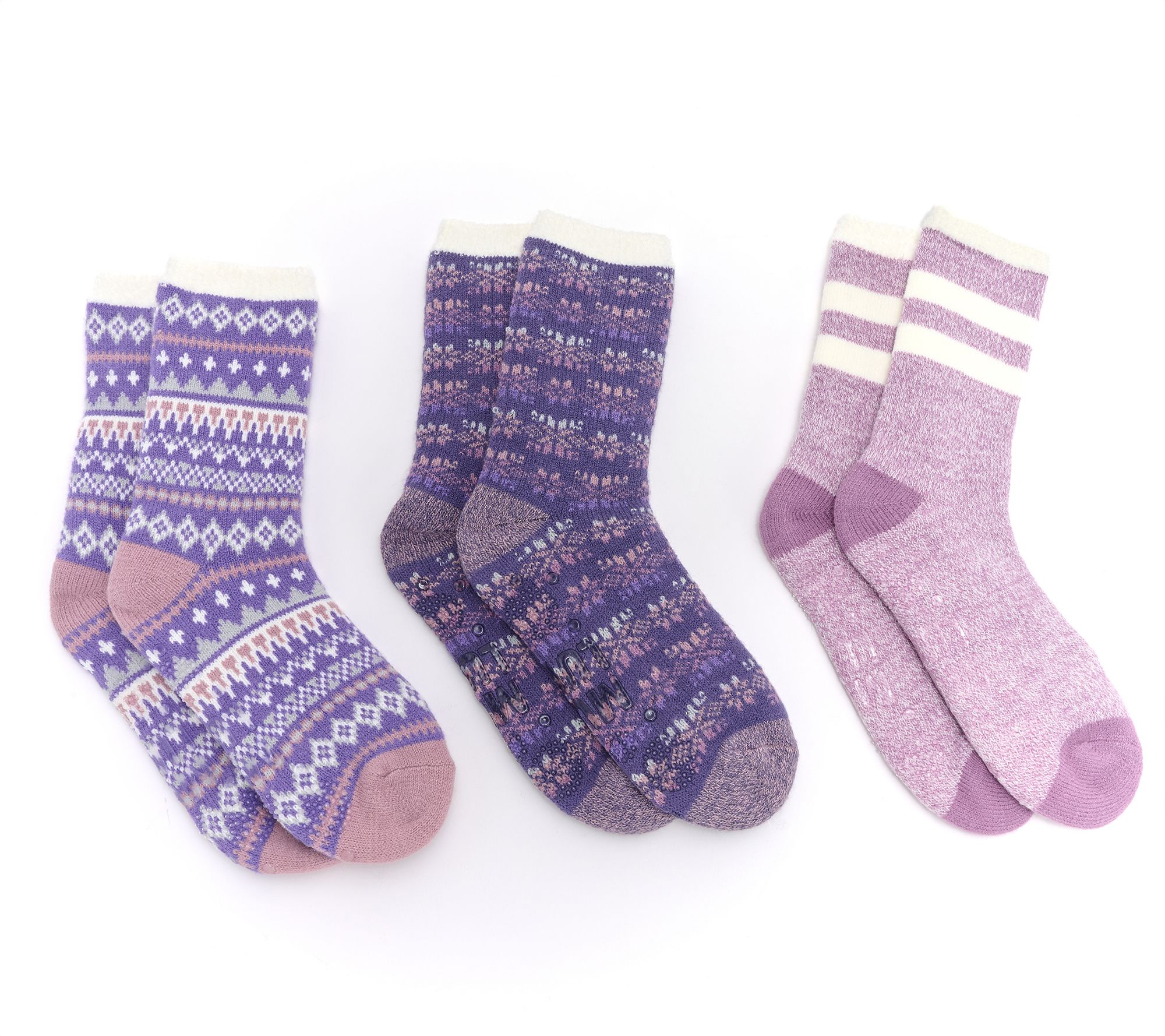 MUK LUKS Set of 3 Pair Jojoba Infused Cozy Lined Lounge Socks
