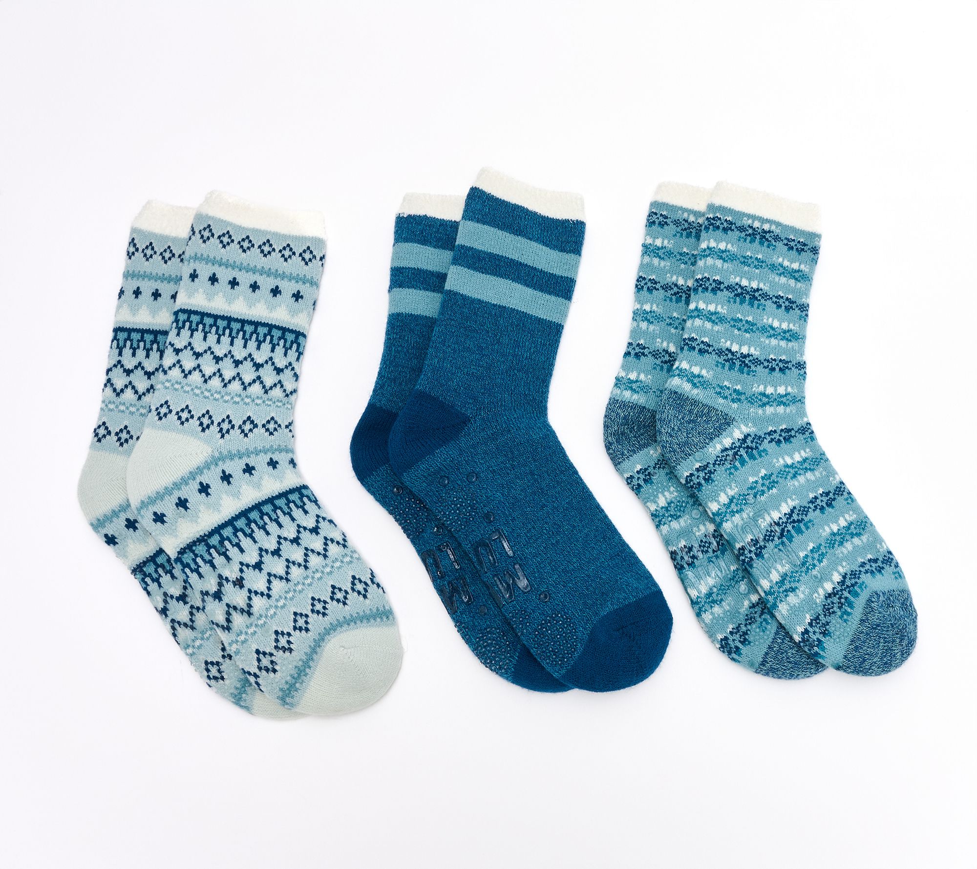 MUK LUKS Set of 3 Pair Jojoba Infused Cozy Lined Lounge Socks