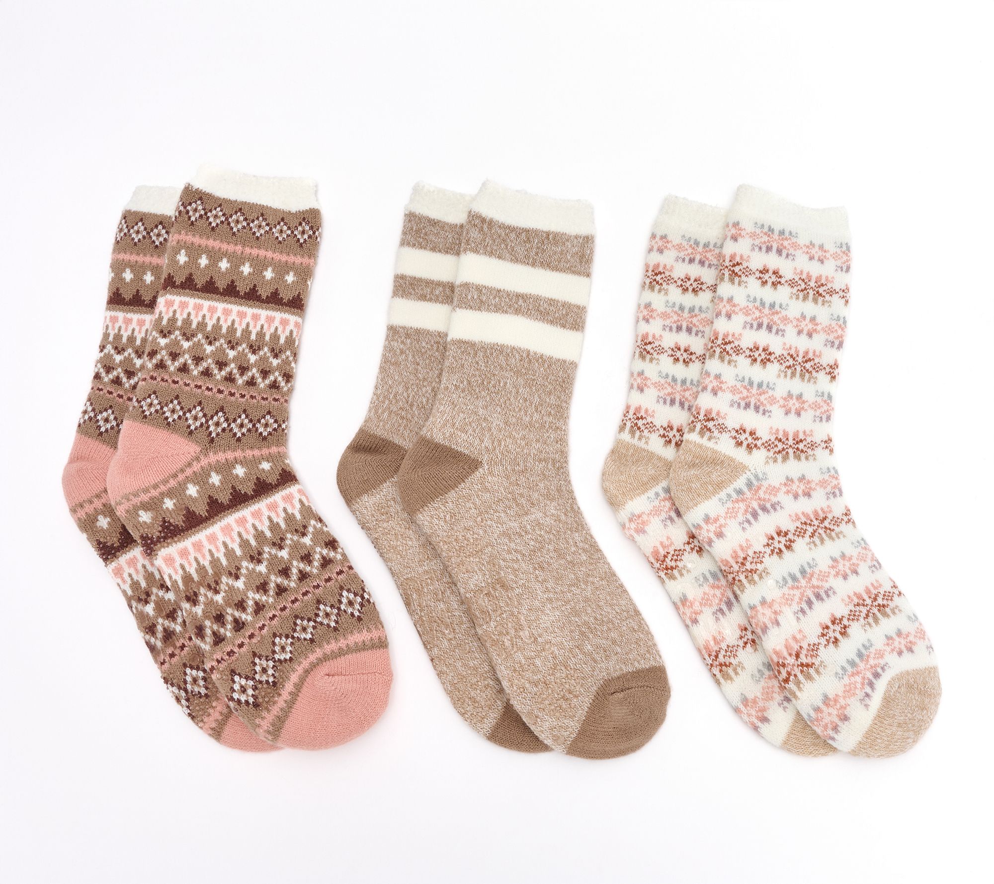 MUK LUKS Set of 3 Pair Jojoba Infused Cozy Lined Lounge Socks