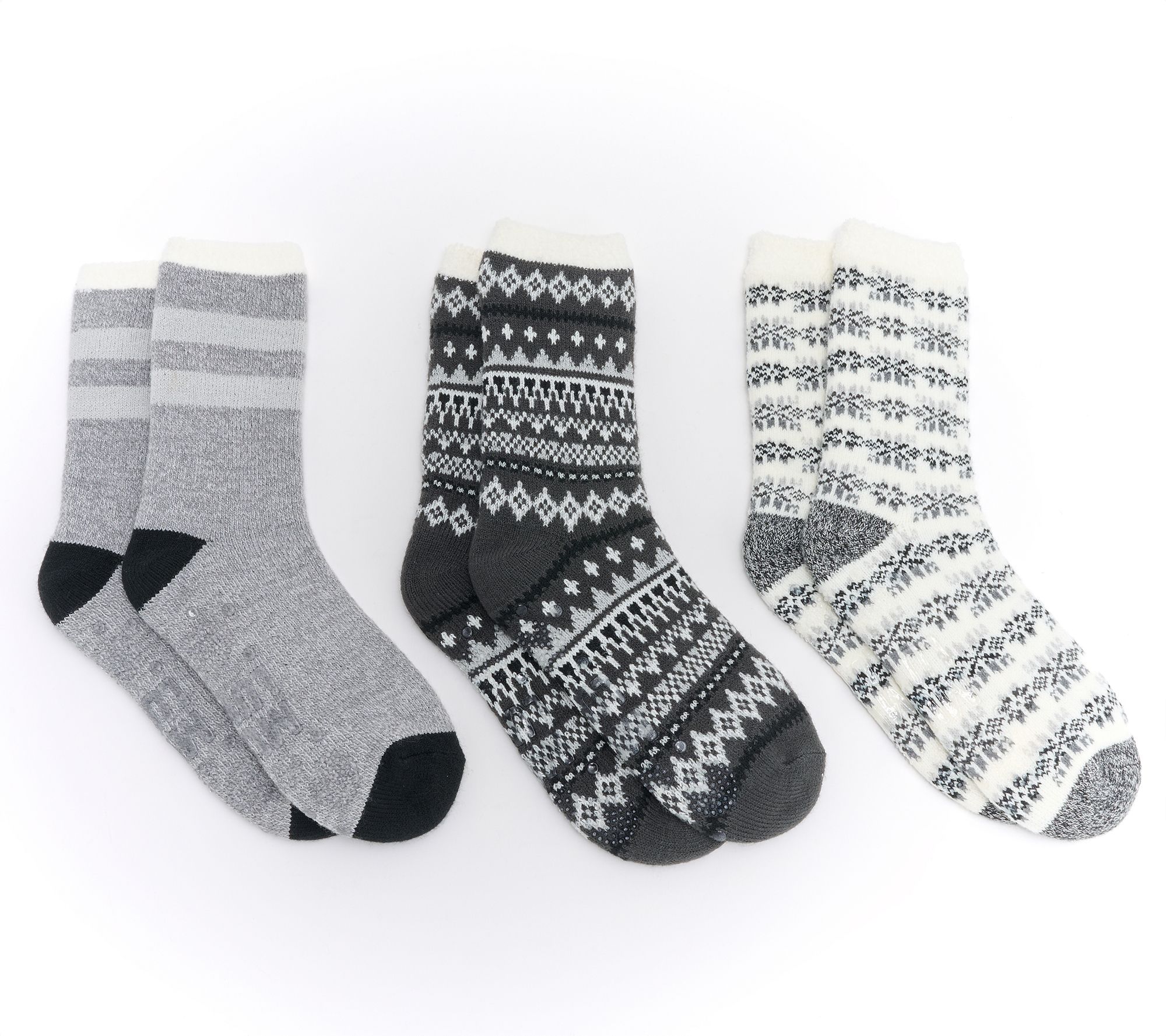 MUK LUKS Set of 3 Pair Jojoba Infused Cozy Lined Lounge Socks