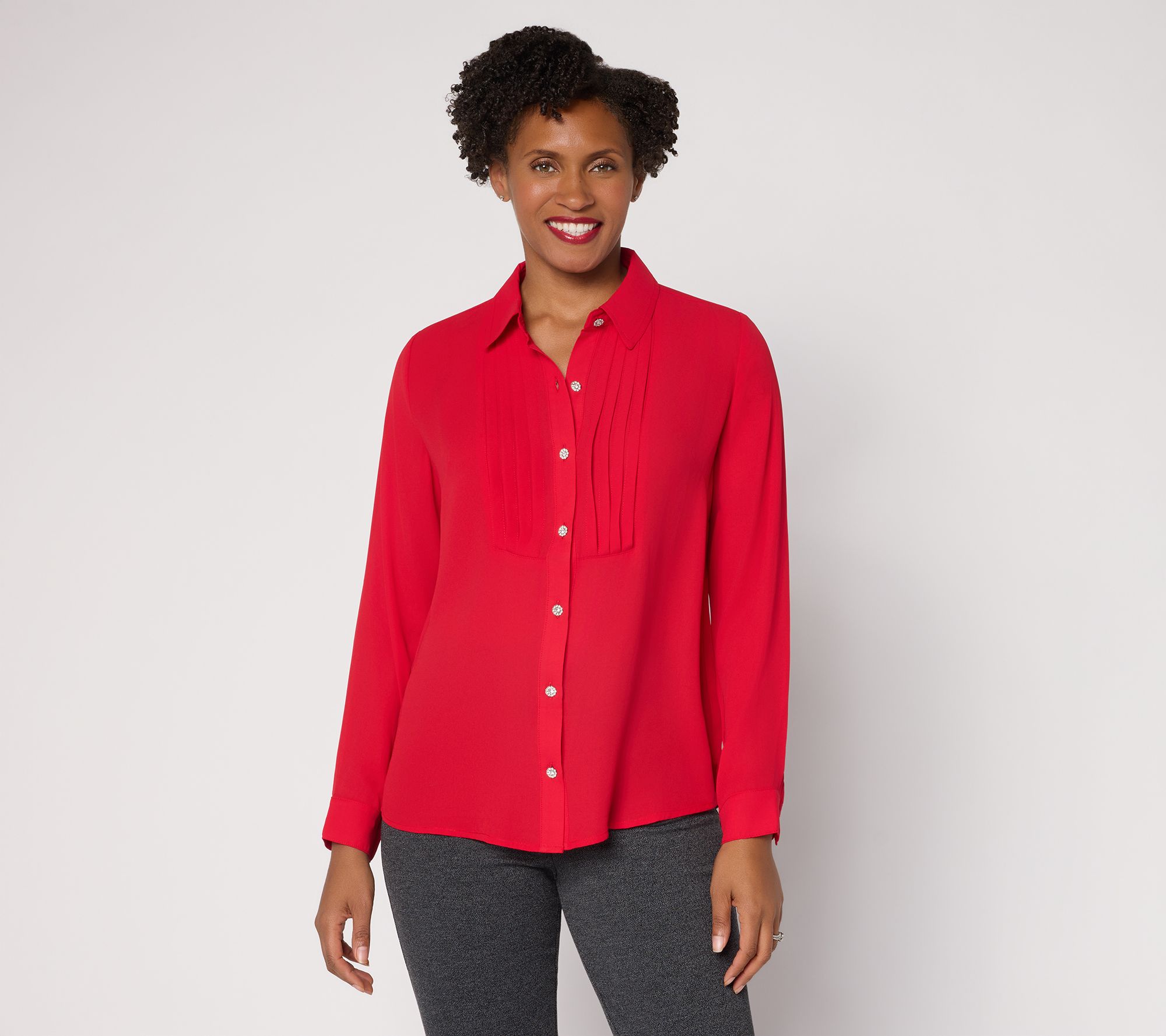 Joan Rivers Pintuck Long Sleeve Blouse with Sparkle Blouse