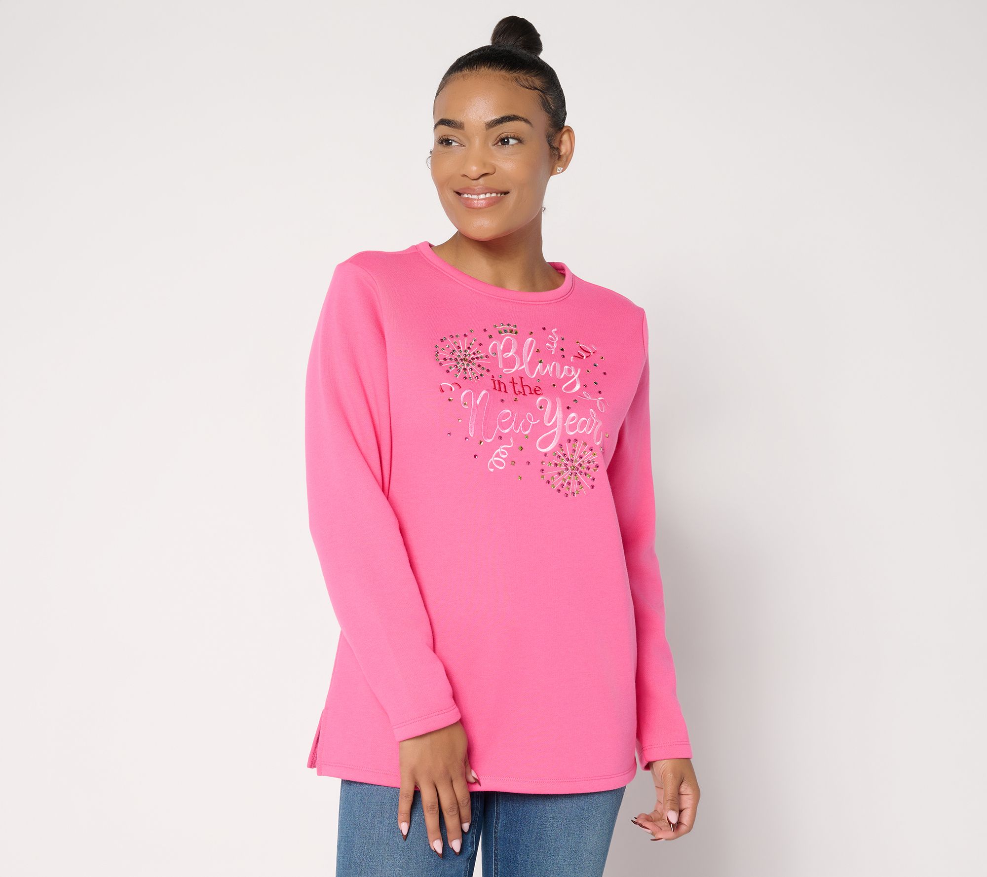  Quacker Factory Bling in the New Year Long Sleeve Sweatshirt