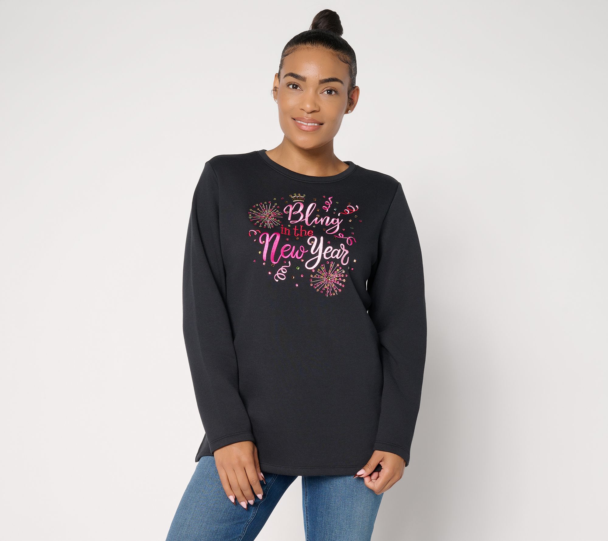 Quacker Factory Bling in the New Year Long Sleeve Sweatshirt