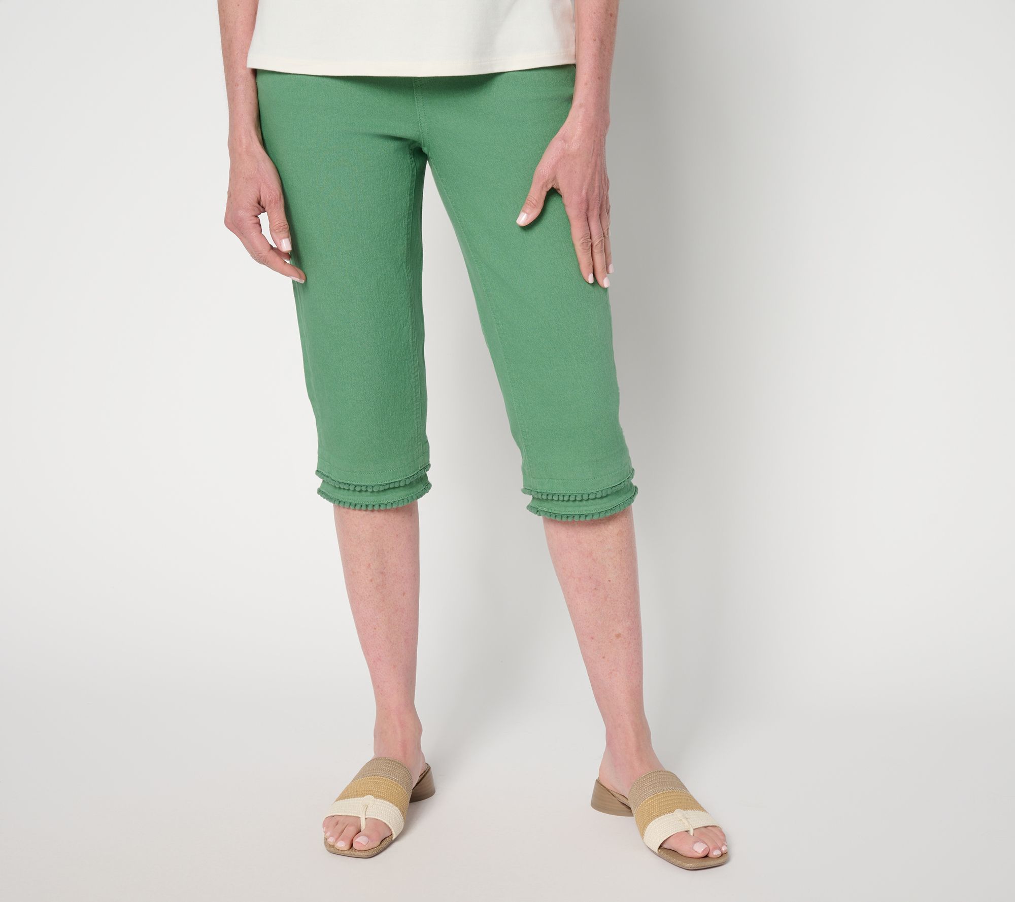 "As Is" Denim & Co. Reg Classic Stretch Skimmer Jean with Picot Trim