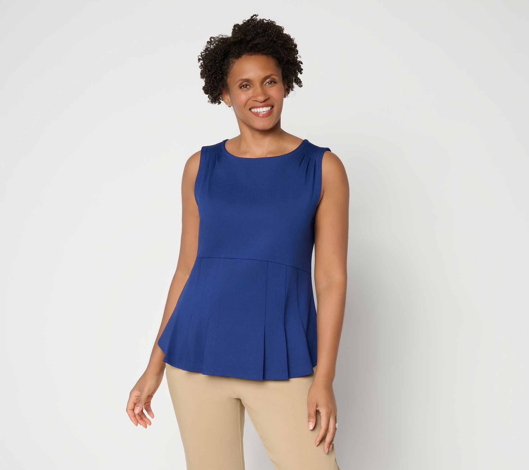 by Stacy London Pleated Peplum Tank Top