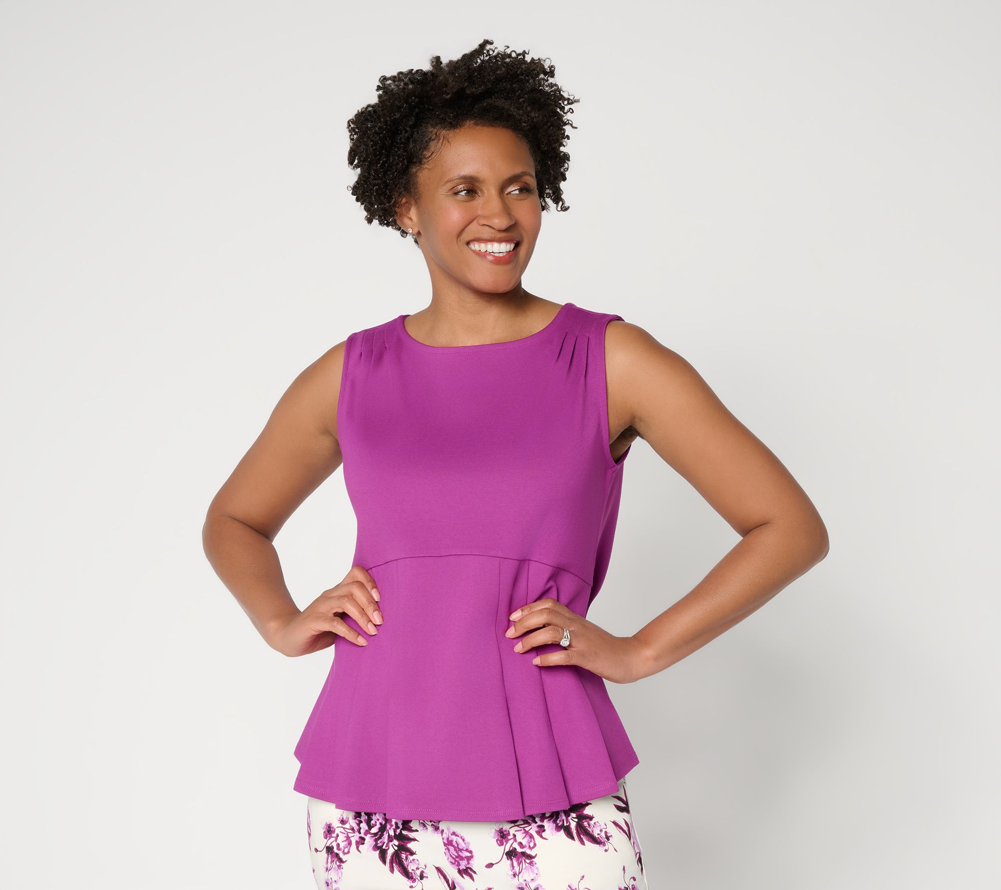 by Stacy London Pleated Peplum Tank Top