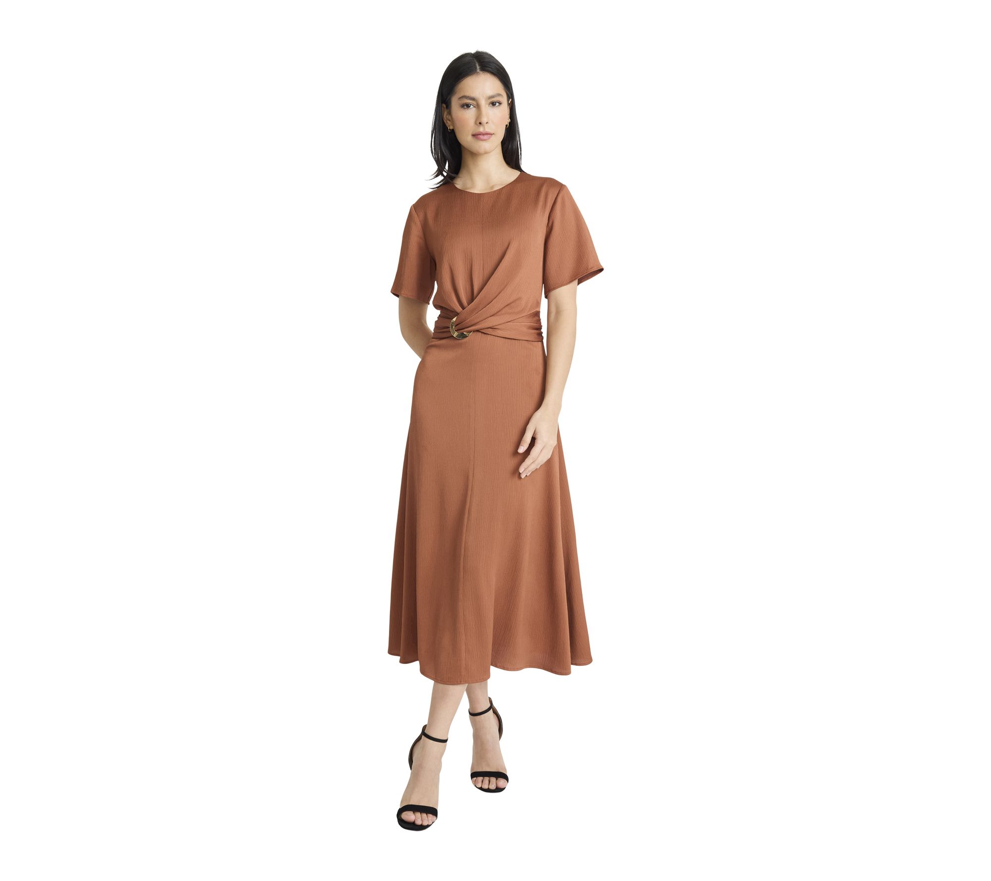 Maggy London Gold Waist Detail Midi Dress