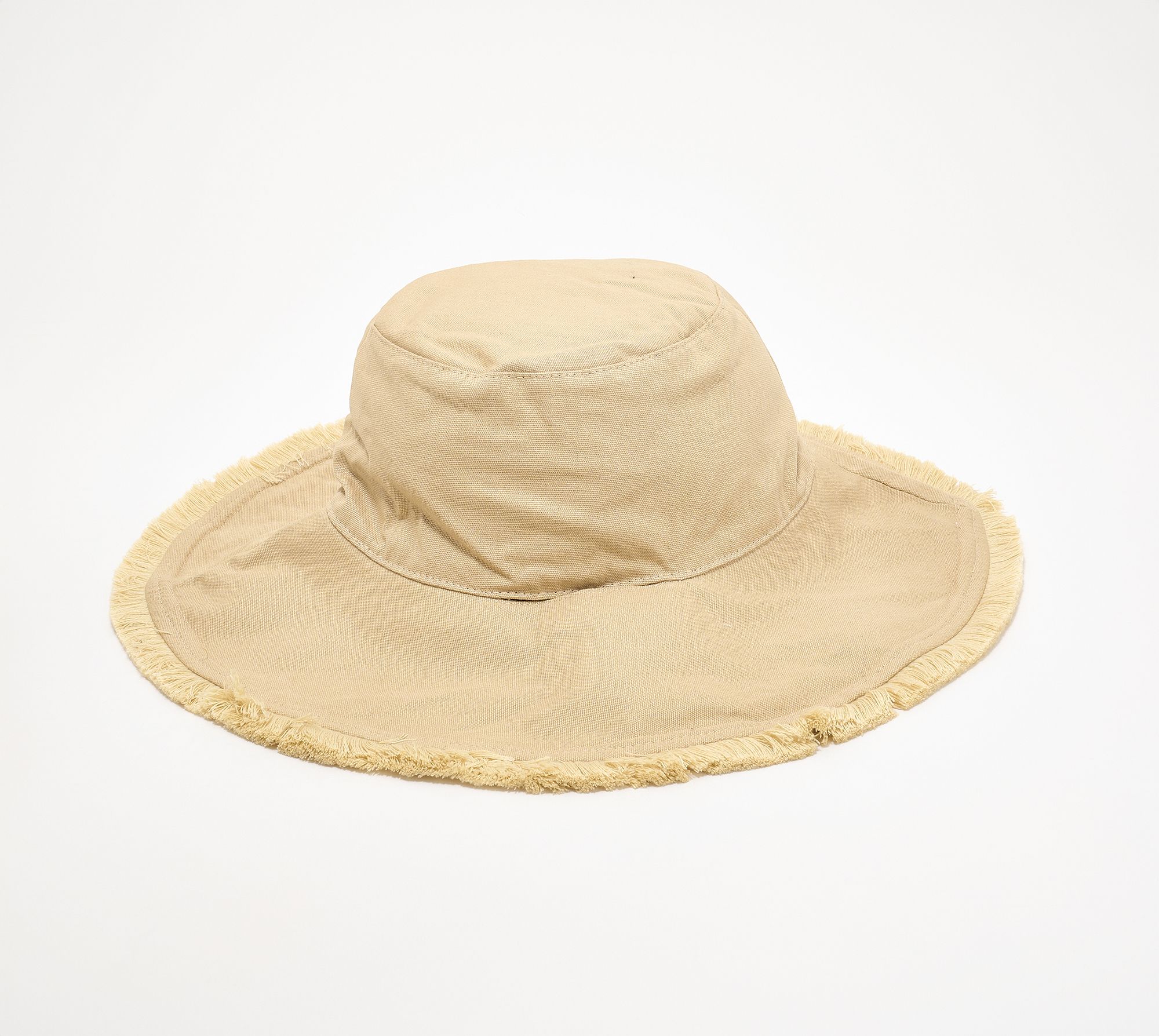 Sprigs Big Brim Fringe Sun Hat with Removable Ties & Ponytail Slit