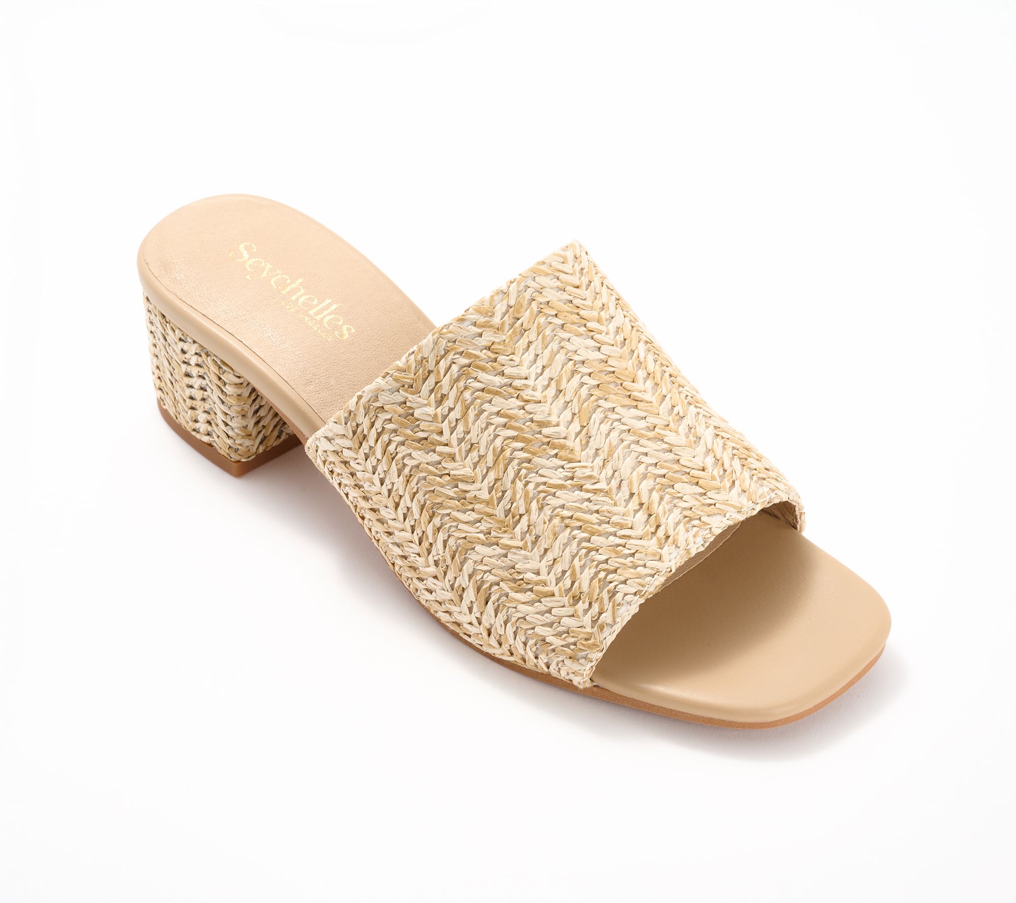 "As Is" Seychelles Raffia Block Heel Mules- Pepper
