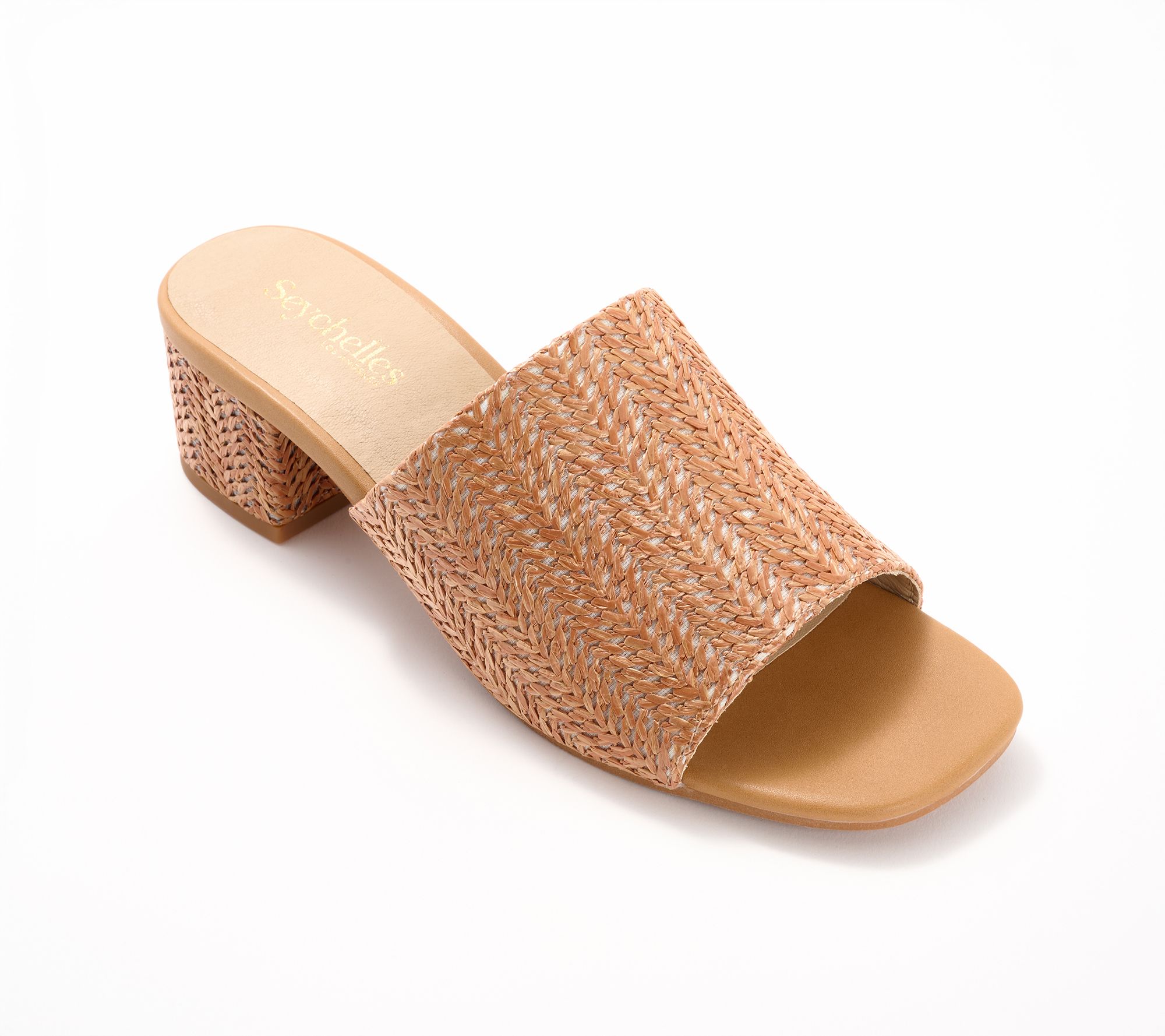 "As Is" Seychelles Raffia Block Heel Mules- Pepper