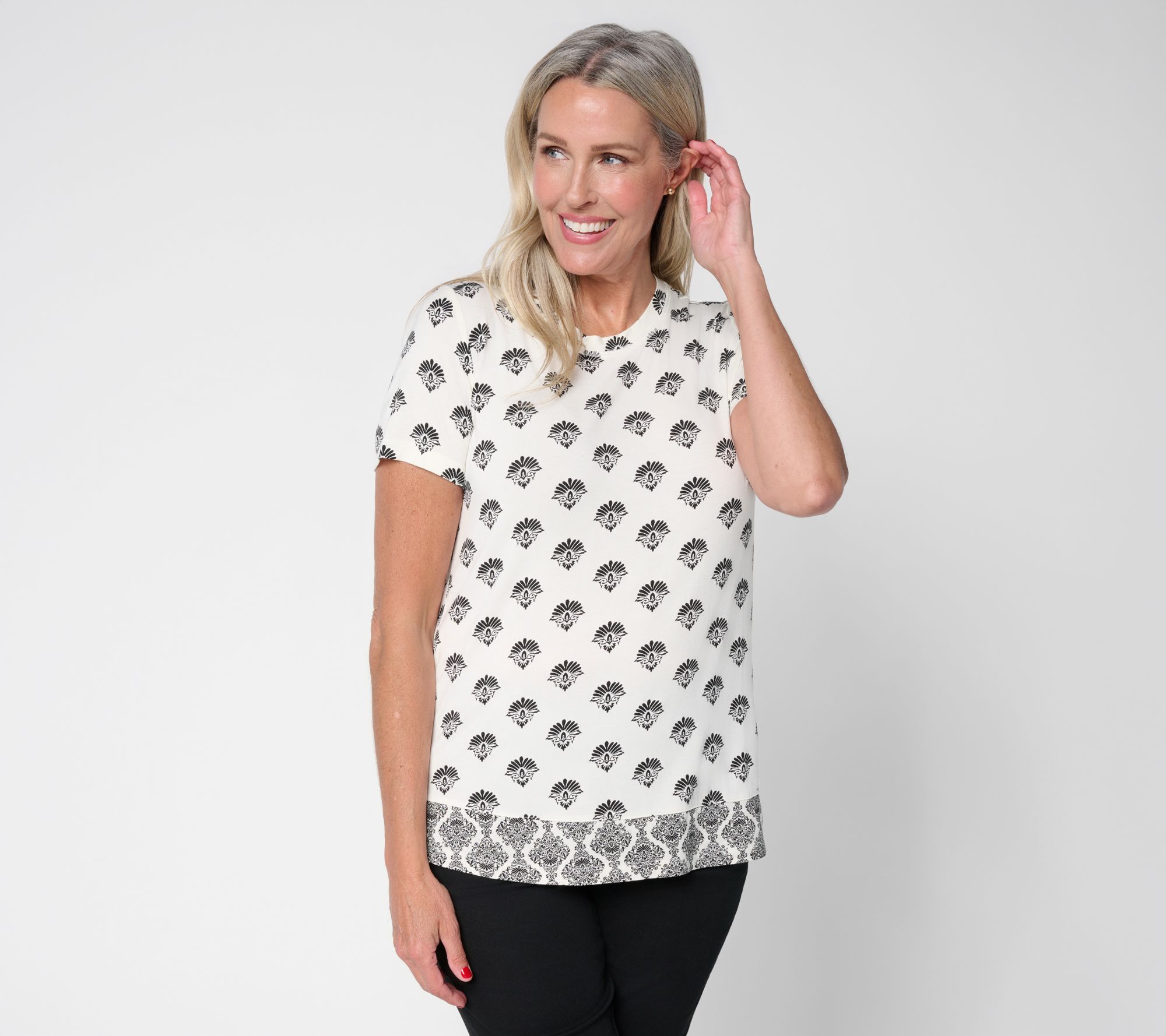 Belle Boho by Kim Gravel Rayon Spandex Santorini Sea Twin Print Top