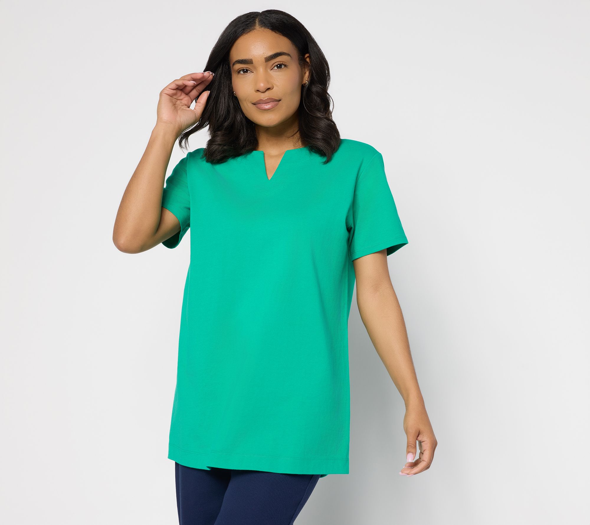 Denim & Co. Essentials Petite Cotton Jersey Oversized Tunic