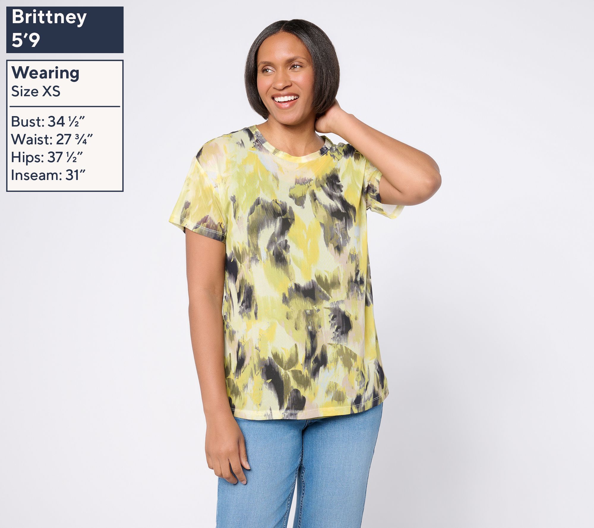 LOGO Layers by Lori Goldstein Print Mesh Tee and Solid Knit Tank