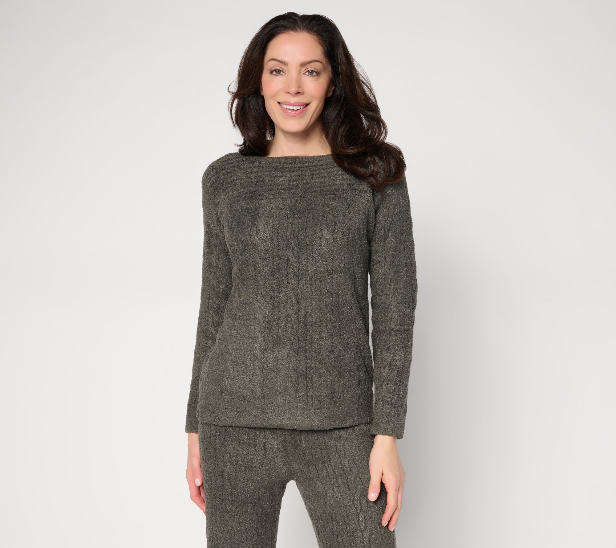 "As Is" Barefoot Dreams CozyChic Lite Back Rib Cable Pullover