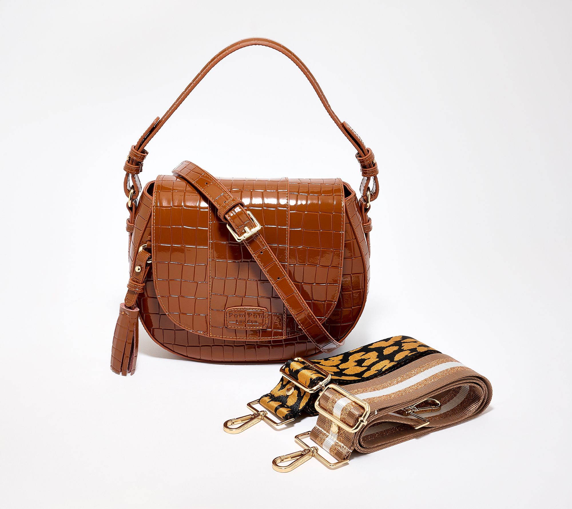 "As Is" Pom Pom London Wilmington Saddle Bag w/ 2 CrossbodyStraps