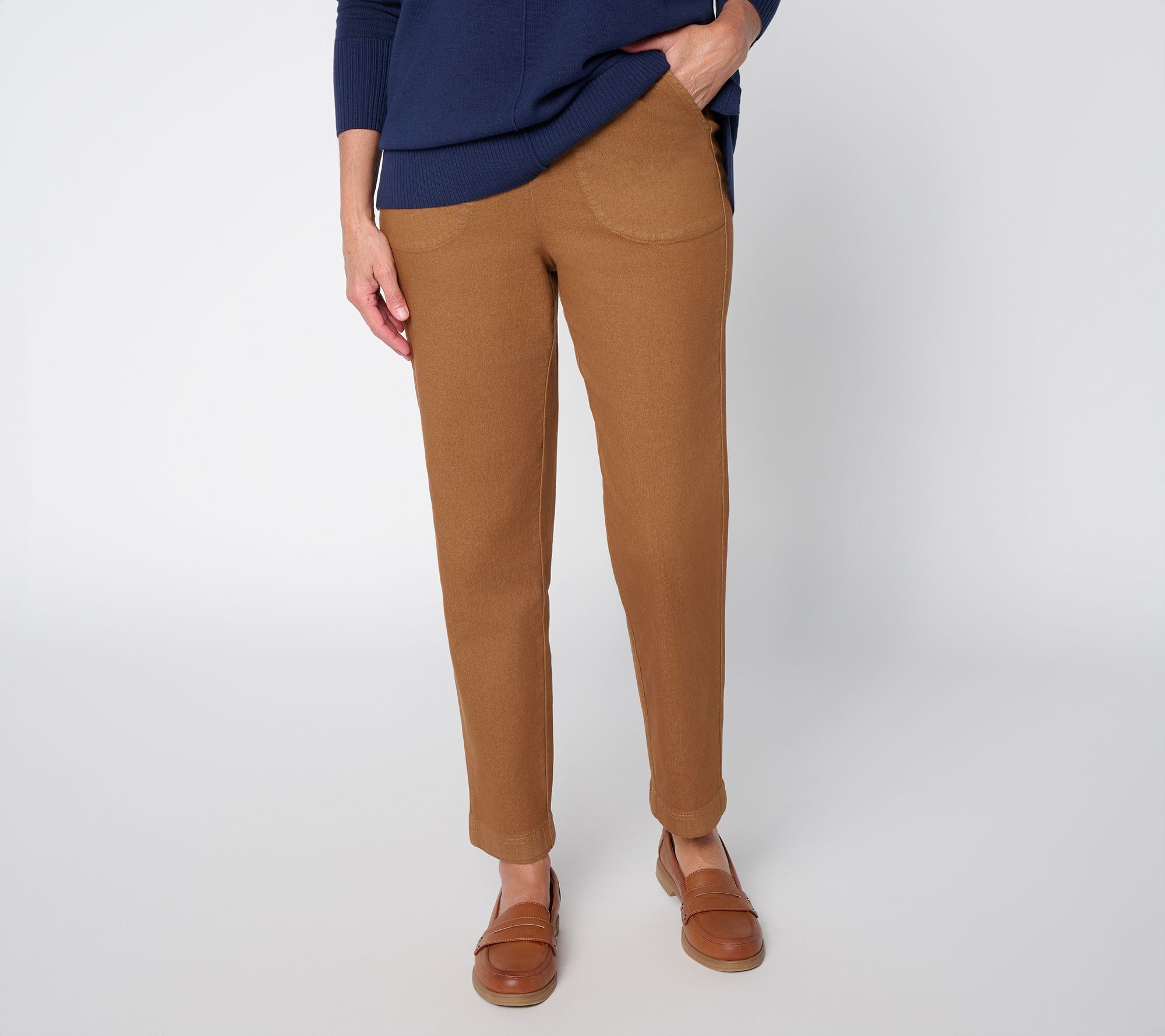 Denim & Co. Petite Colored Flat Front Ankle Jeans
