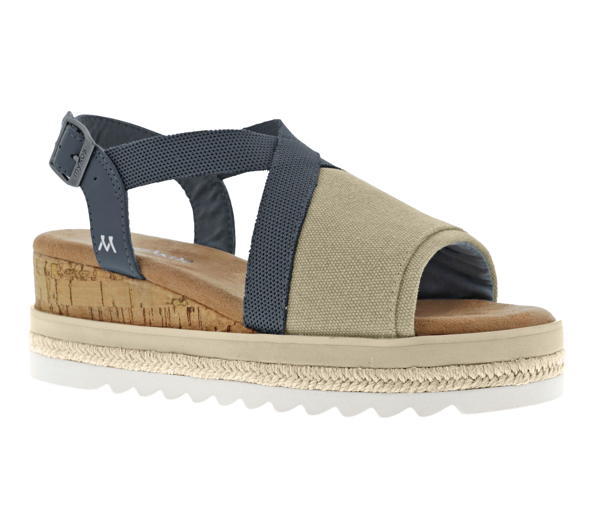Mykos Leather and Canvas Sandal - Orinthia
