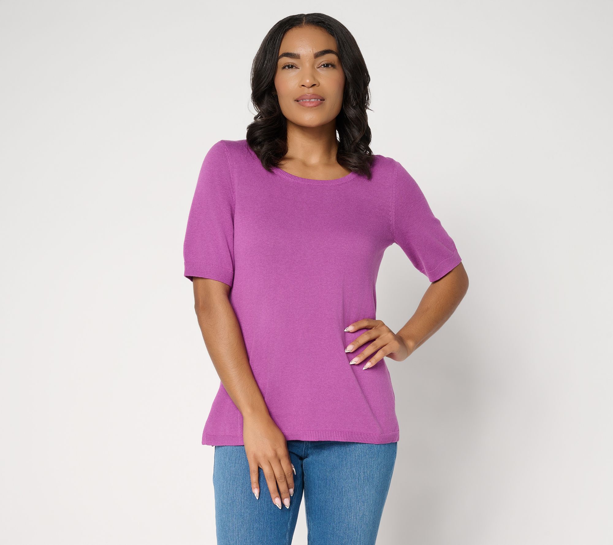 "As Is" Belle by Kim Gravel Dare to Be Bold Elbow-Sleeve Sweater