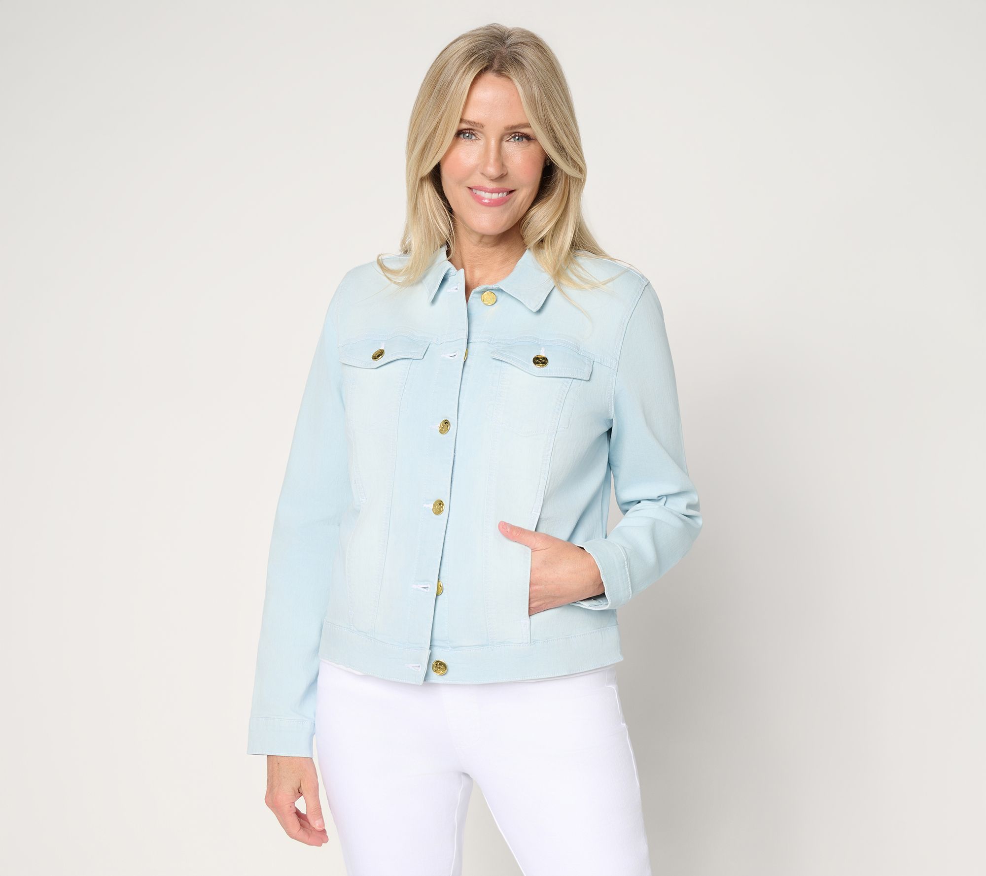"As Is" Belle by Kim Gravel TripleLuxe Topstitched Jean Jacket