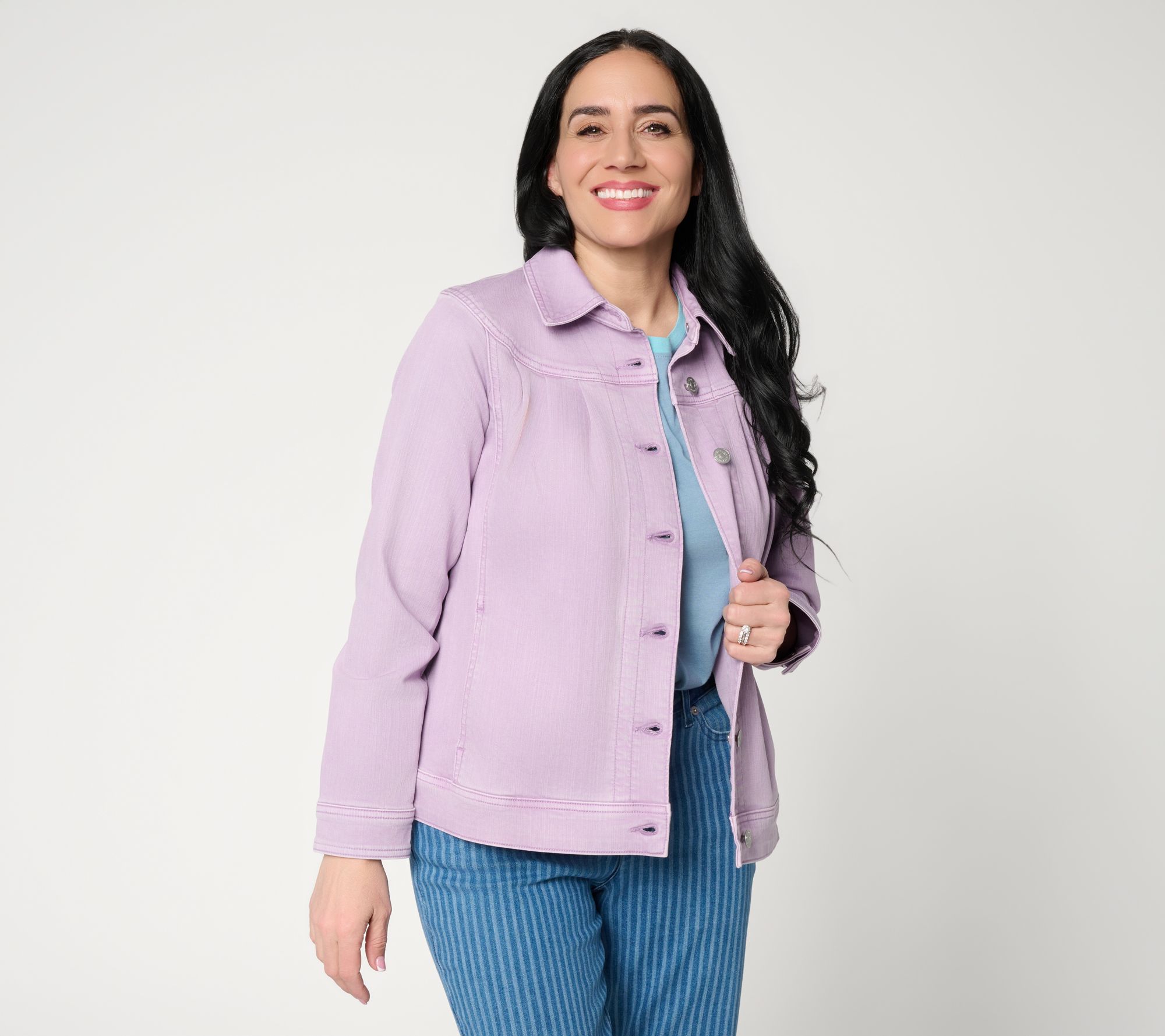 "As Is" LOGO by Lori Goldstein Denim Jacket with Pleat Detail