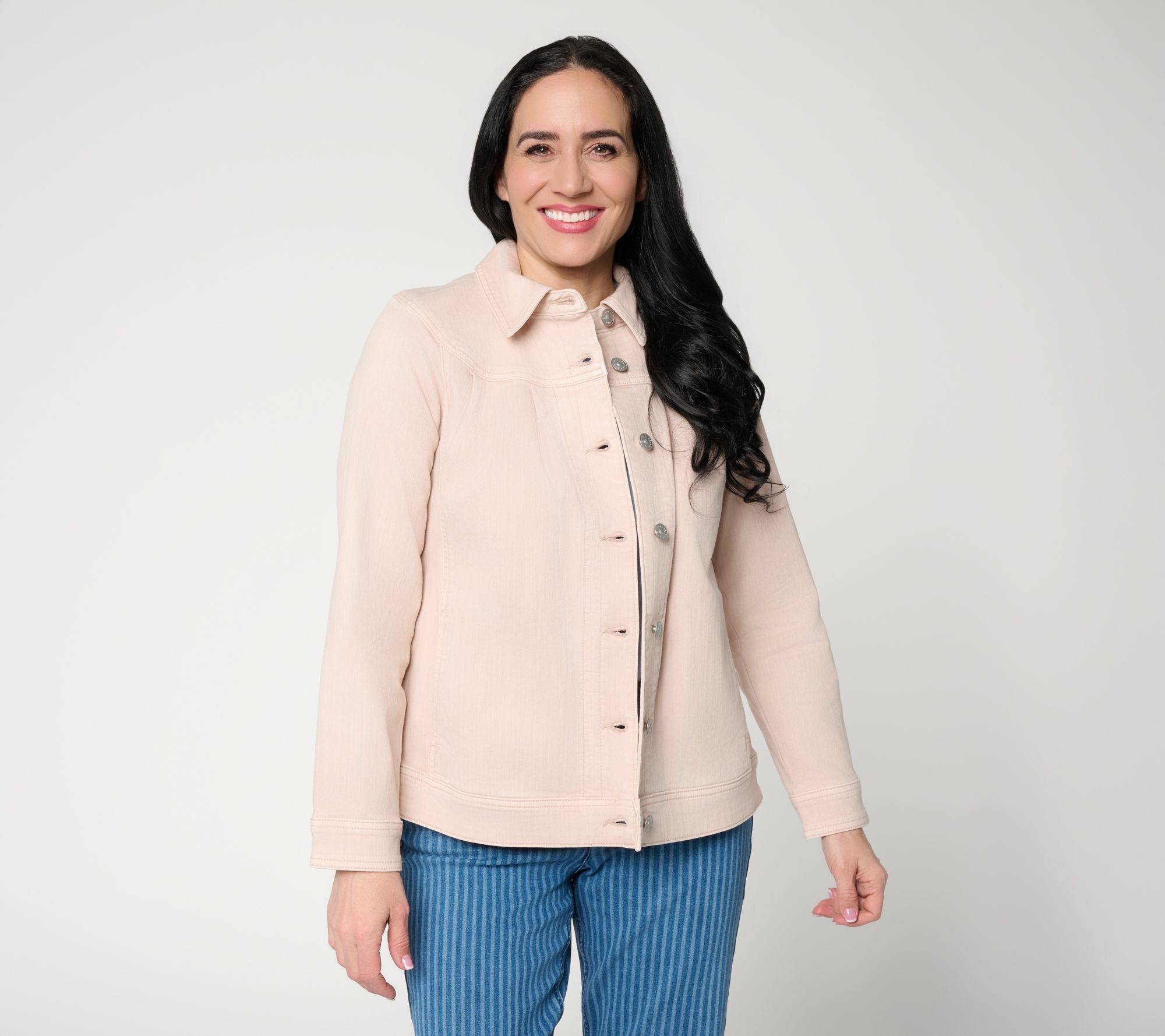 "As Is" LOGO by Lori Goldstein Denim Jacket with Pleat Detail