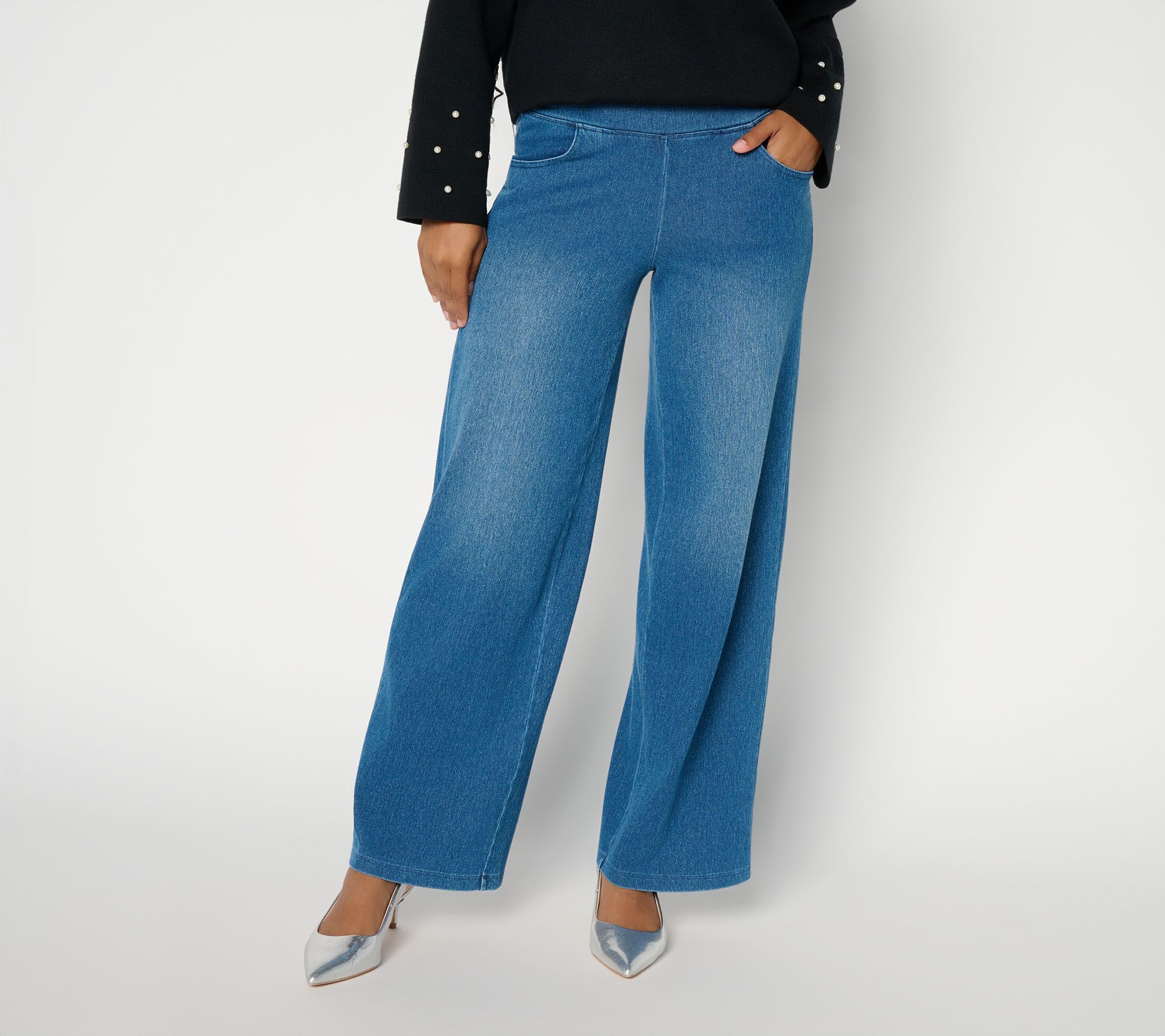 Women with Control Petite Prime Stretch Wide Leg Jeans