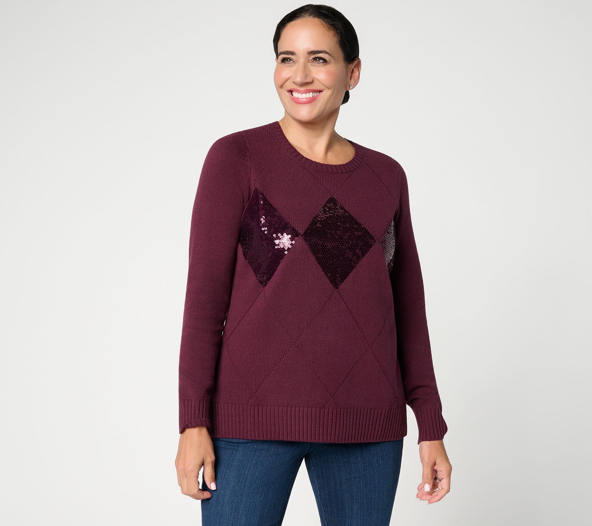 Jingle Belles by Kim Gravel Diamond Dazzle Sequin Sweater