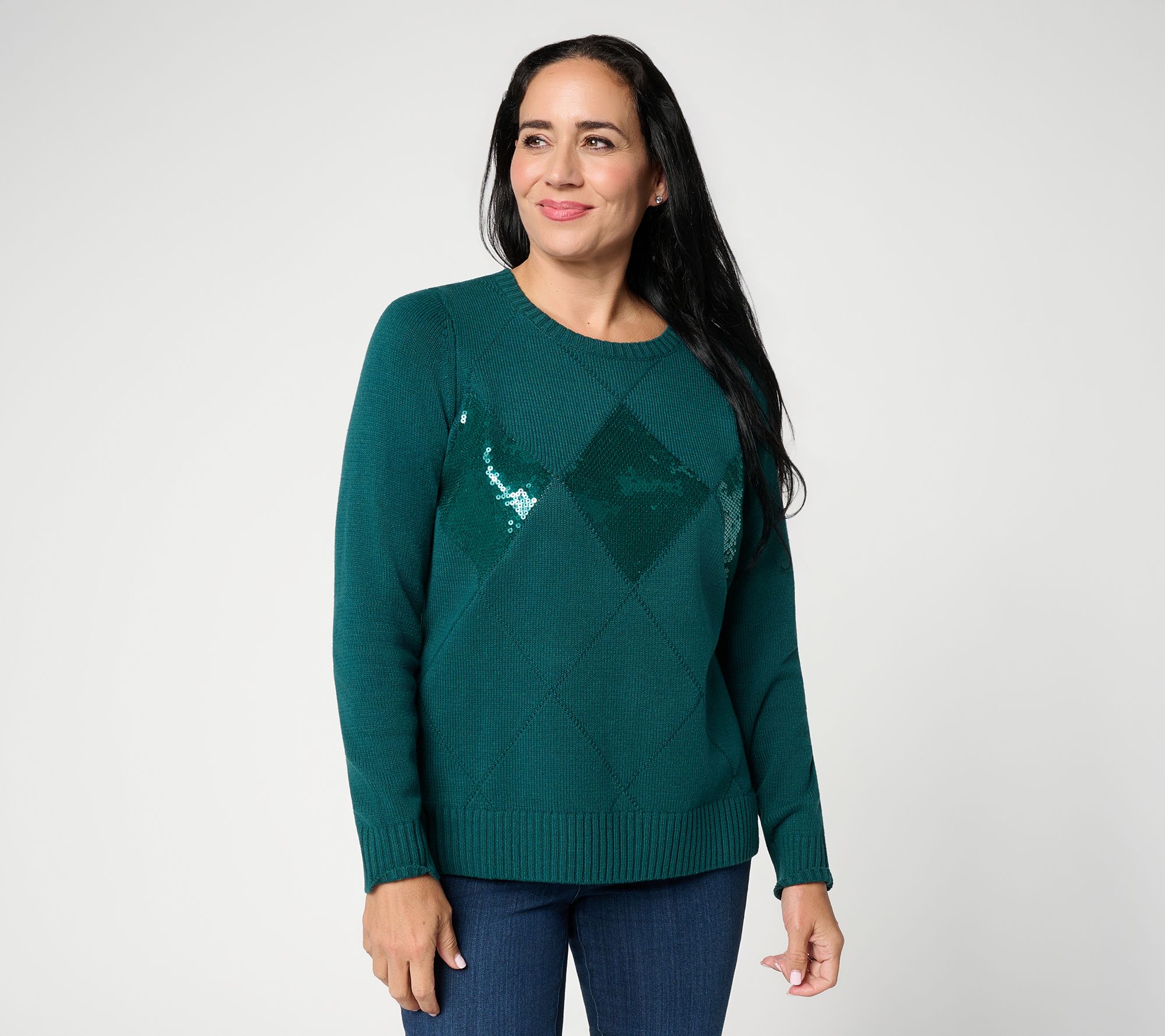 Jingle Belles by Kim Gravel Diamond Dazzle Sequin Sweater