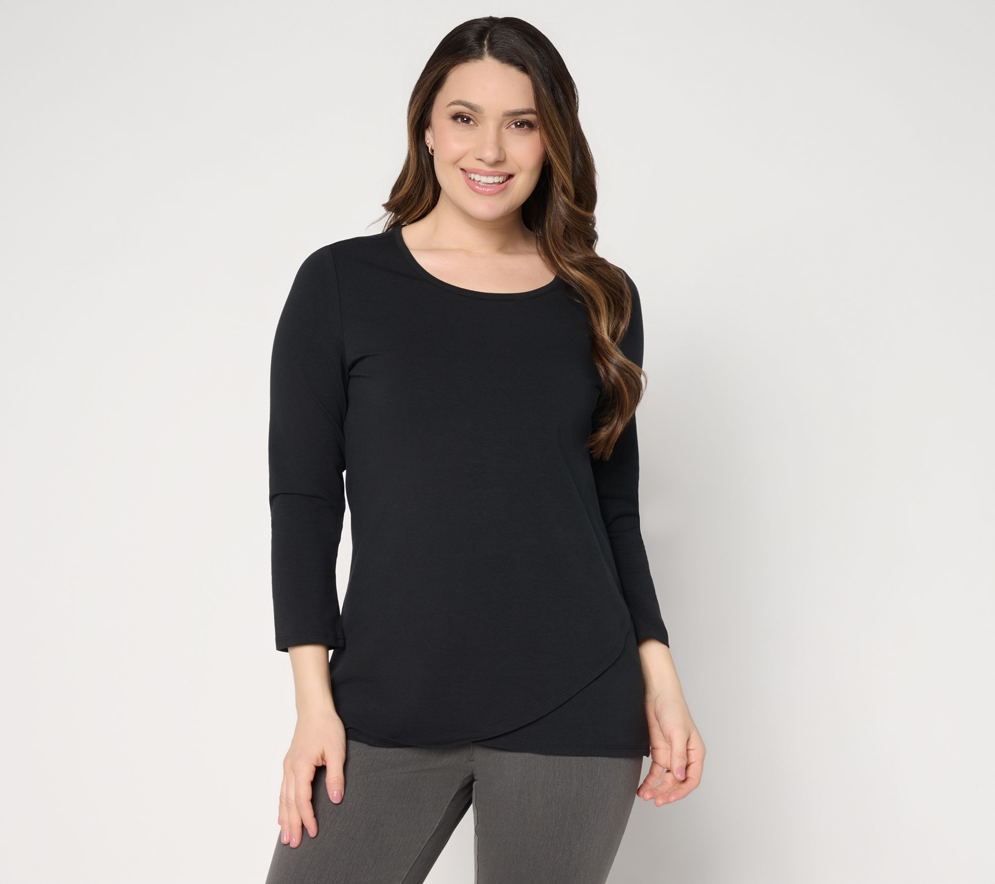 "As Is" Denim & Co. Pet Perfect Jersey Tunic with Tulip Hem