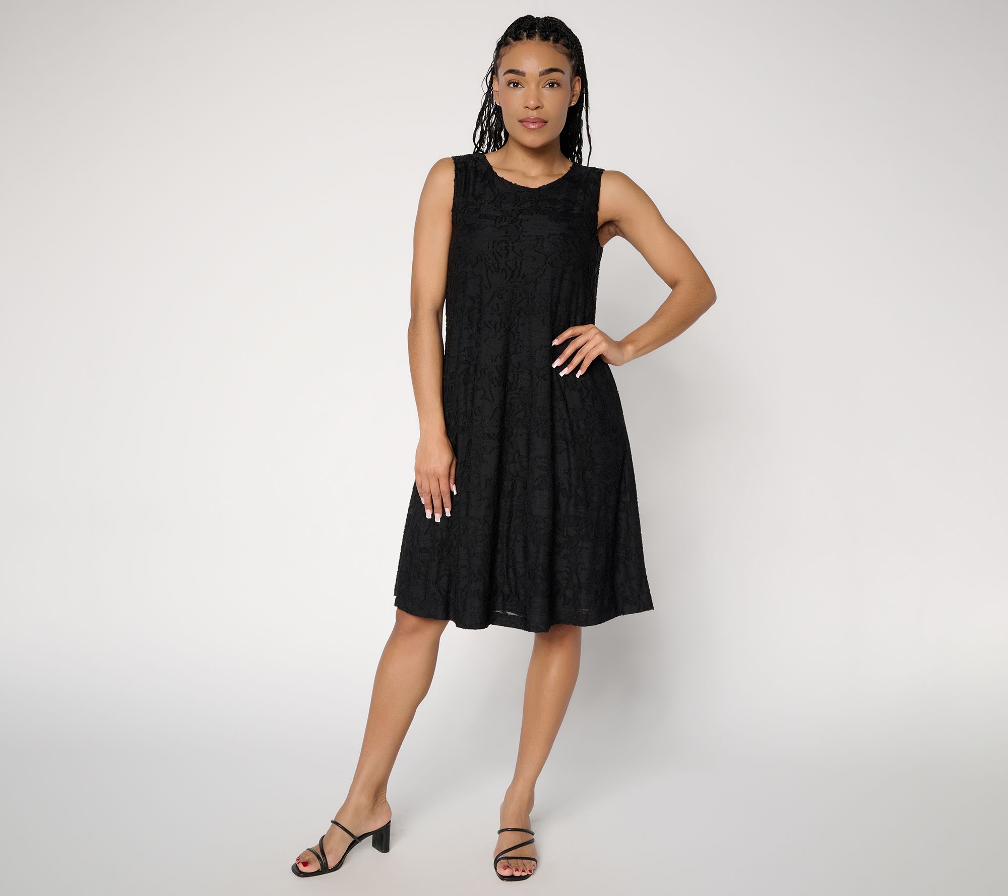 "As Is" Susan Graver Regular Burnout Knit Sleeveless A-Line Dress
