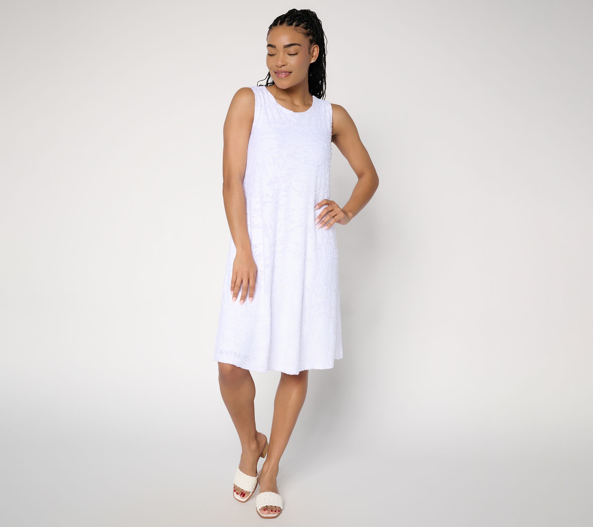 "As Is" Susan Graver Regular Burnout Knit Sleeveless A-Line Dress