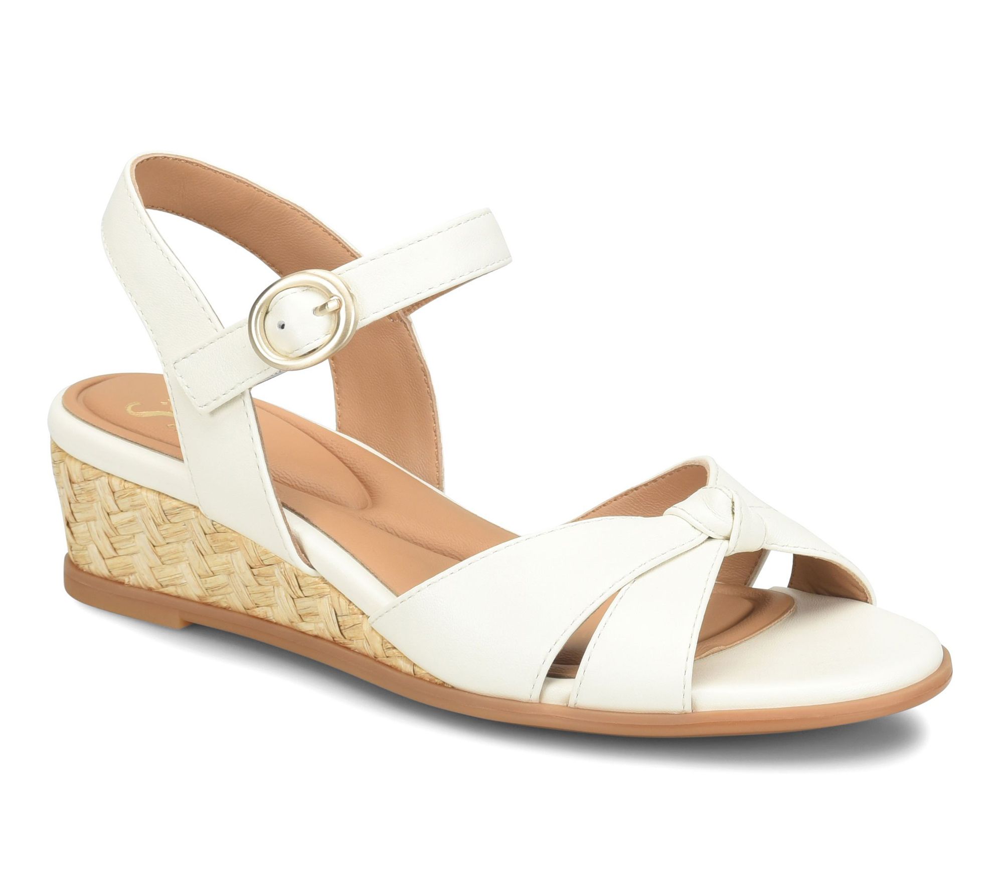 Sofft Knotted Leather Low Wedge Sandal - Summer