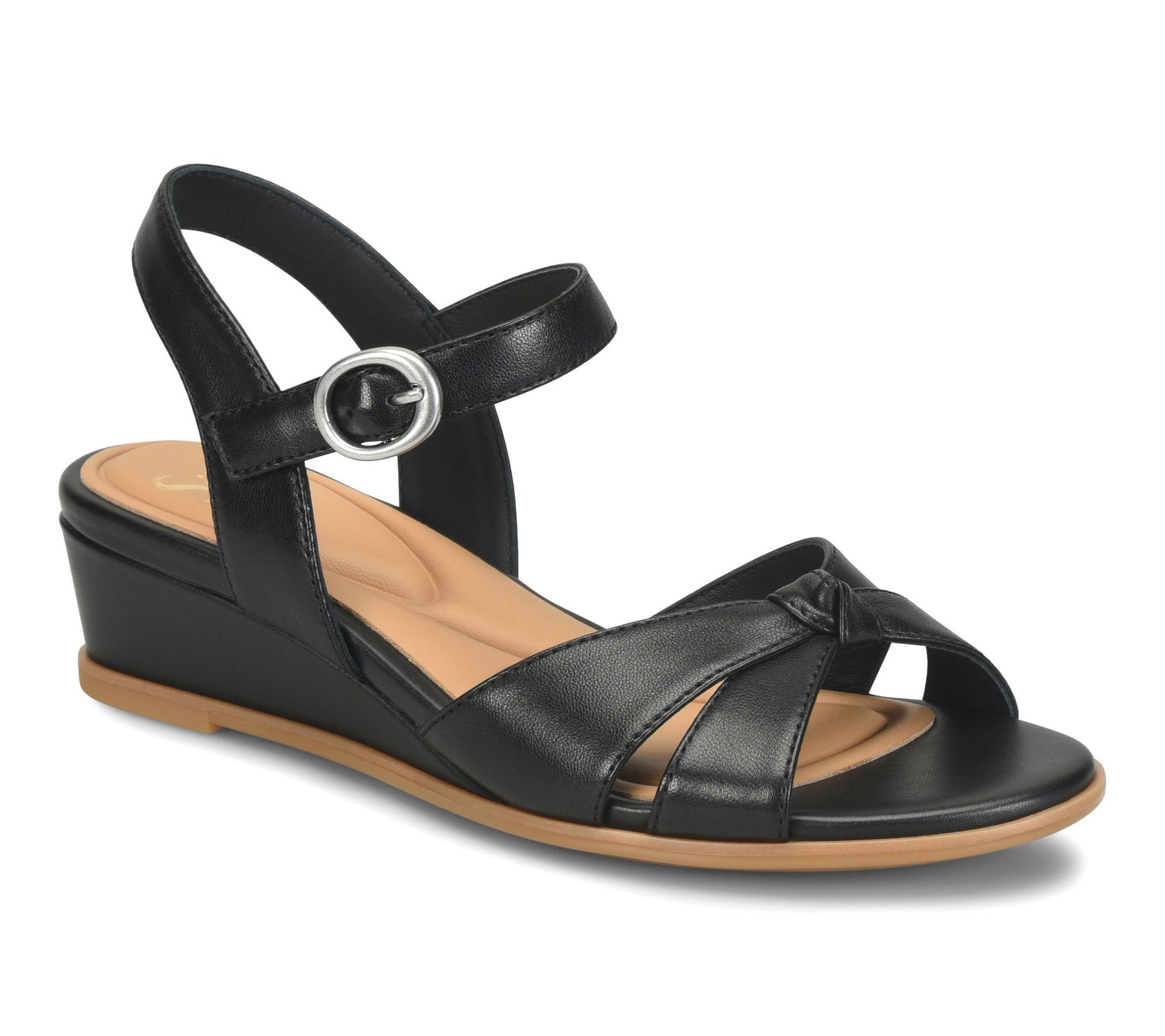 Sofft Knotted Leather Low Wedge Sandal - Summer