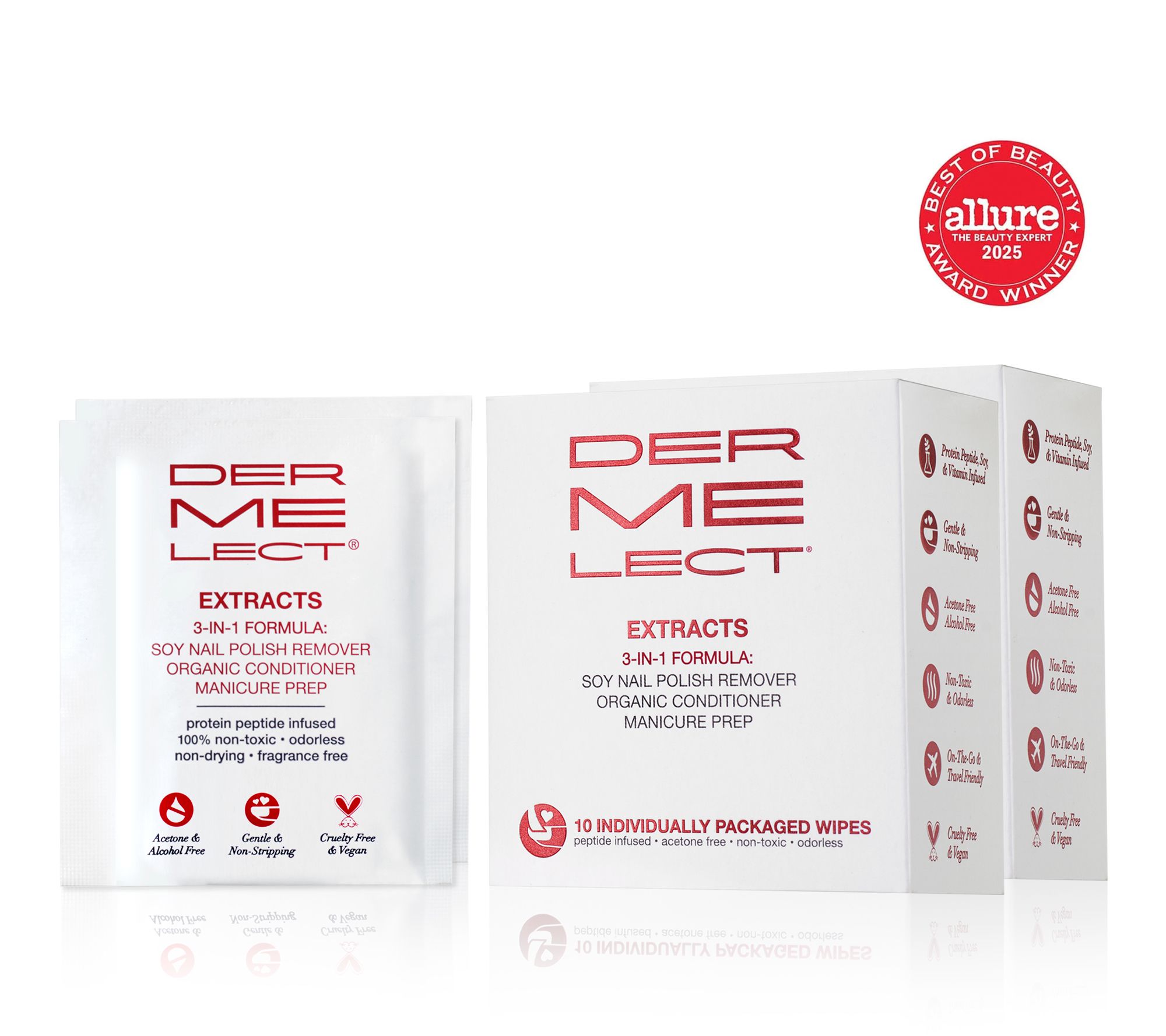 Dermelect Extracts 3-in-1 Soy Nail Polish Remover Wipes 2x10pc