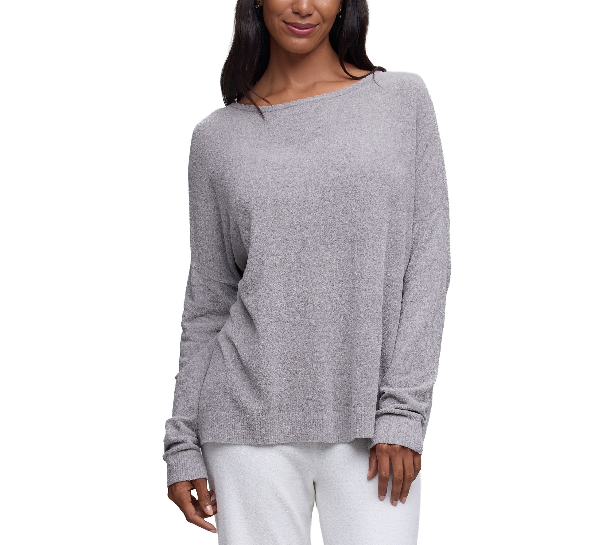 Barefoot Dreams CozyChic UL Scallop Neck Slouchy Pullover