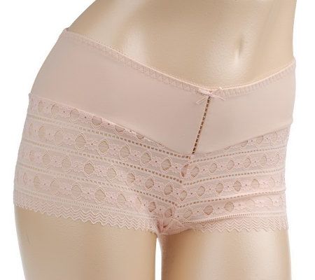 Barely Breezies Victorian Lace Set of Two Boyleg Panties with UltimAir 