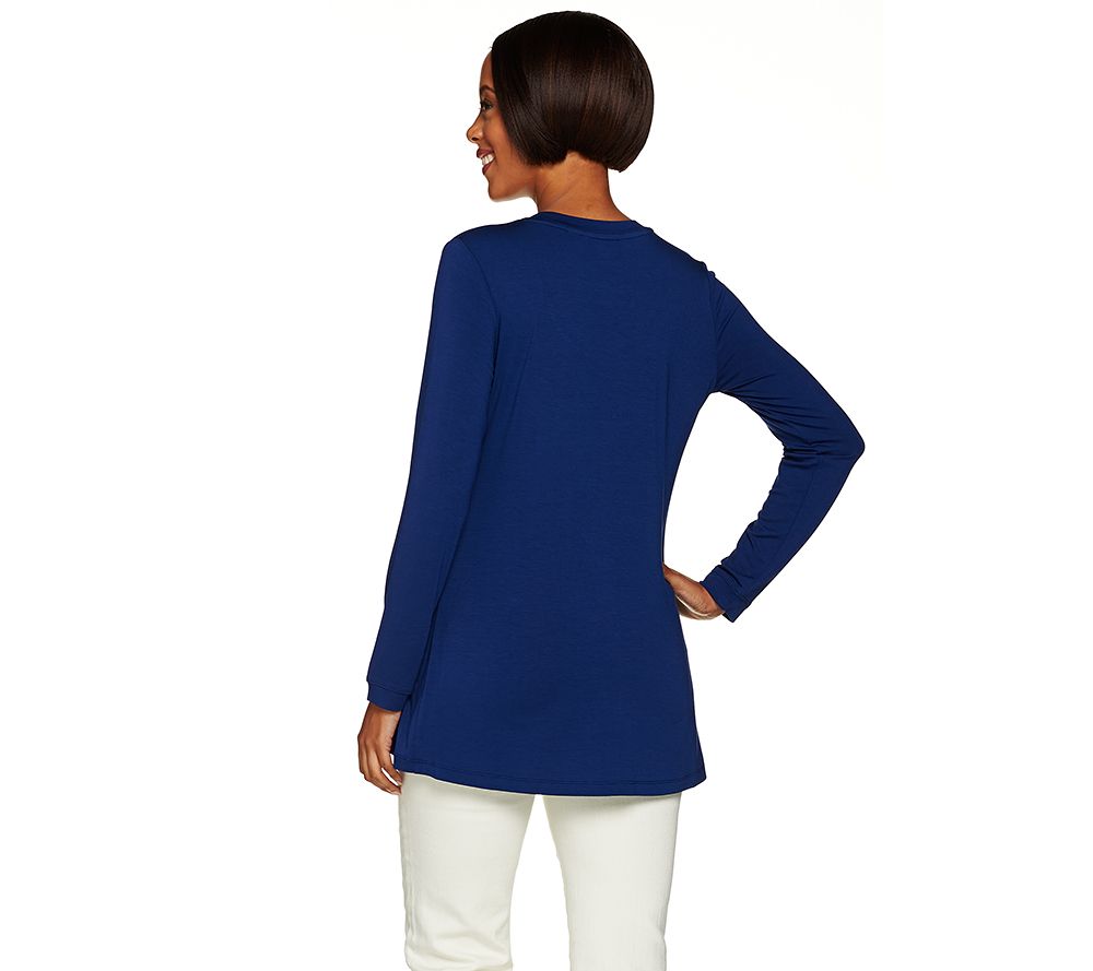 H by Halston Essentials Solid Scoop Neck Long Sleeve Knit Top - QVC.com