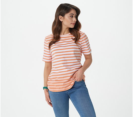 Denim & Co. Perfect Jersey Ombre Stripe Short-Sleeve Top