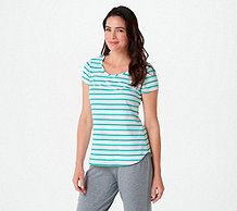  "As Is" Susan Graver Weekend Essentials Striped Cotton Top - A395088