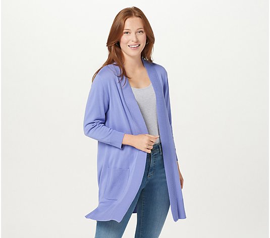 Isaac Mizrahi Live! Open Front Cardigan with Pockets