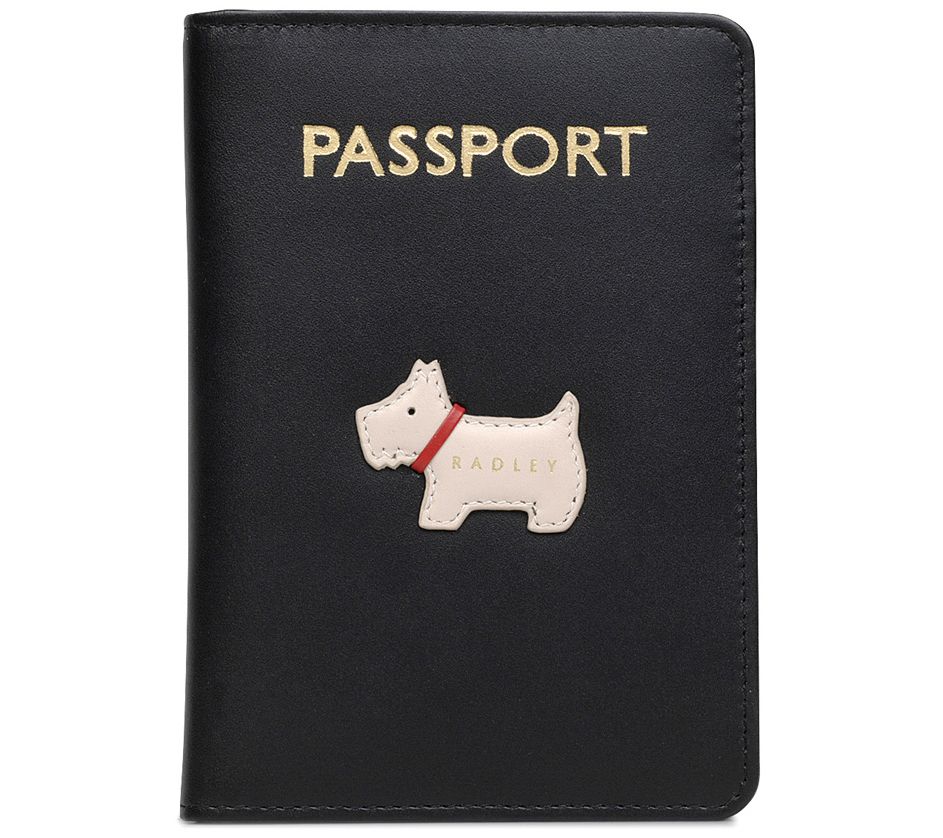 Radley 'Heritage Dog Outline' Leather Passport Cover in Red  