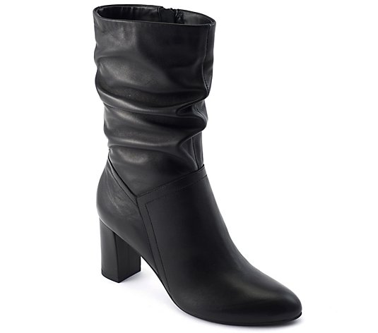 David Tate Mid-Shaft Leather Slouch Boots - Velvet