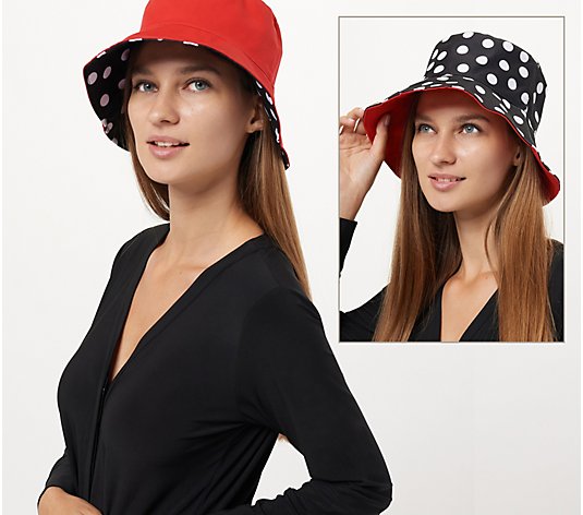 Attitudes by Renee Reversible Solid to Print Bucket Hat