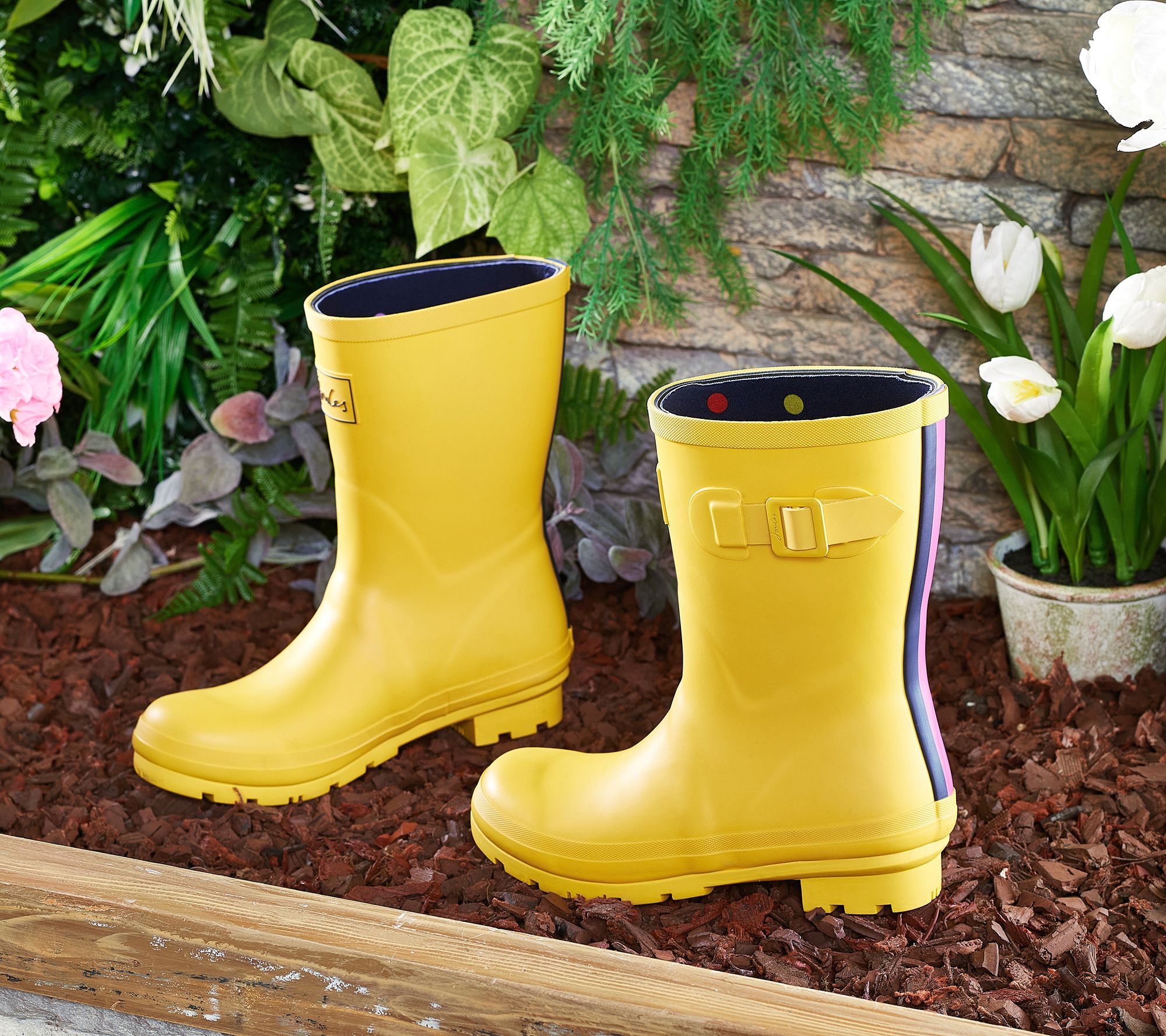 Joules Waterproof Mid Rain Boots - Kelly Neoprene Welly -