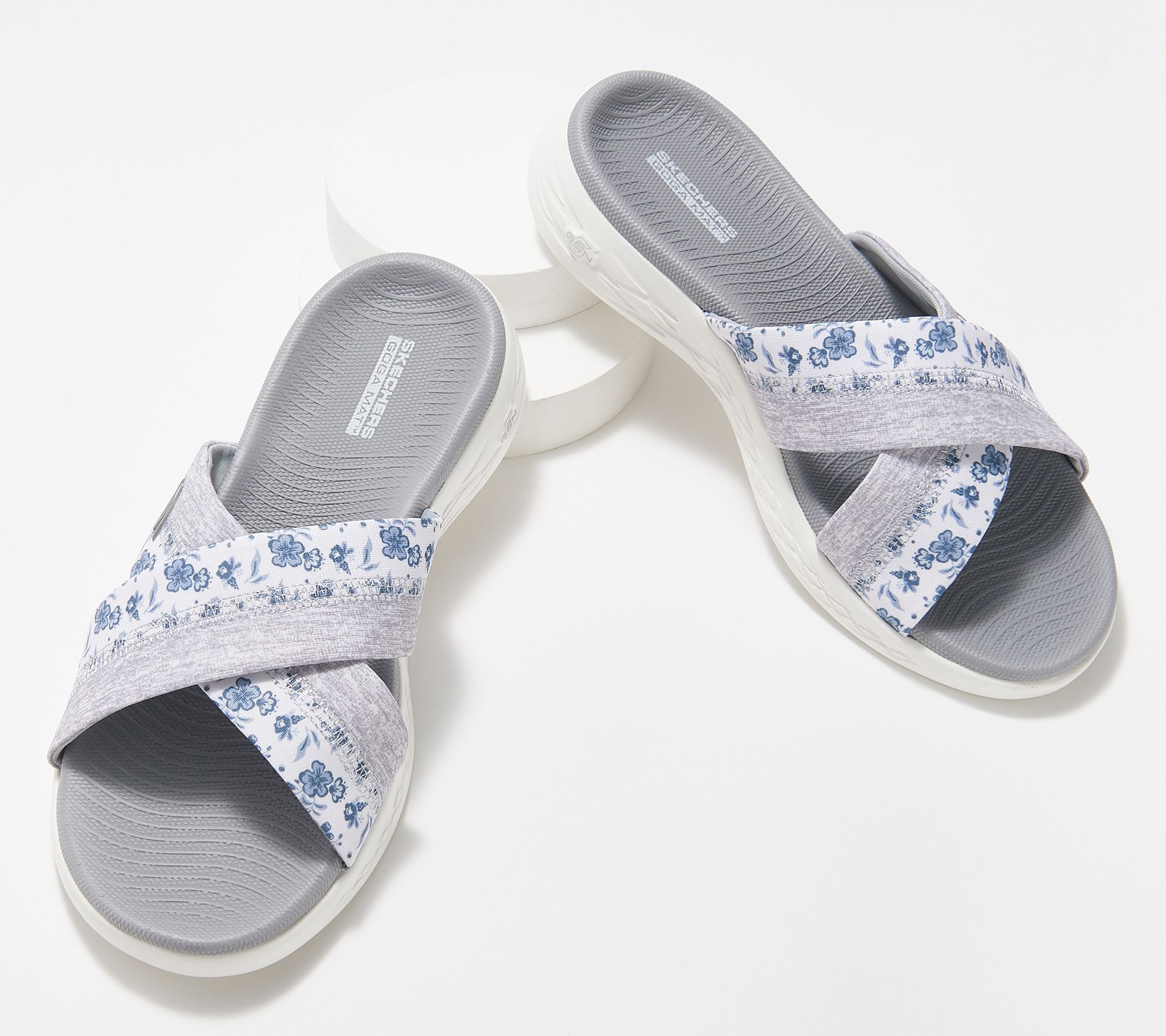 As Is Skechers On the GO 600 Washable FloralSlide Sandals