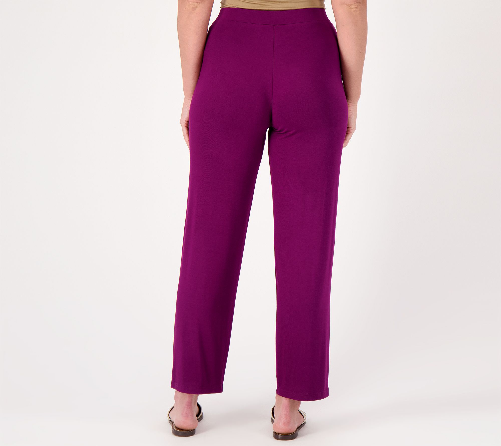 Susan Graver Lifestyle Petite Spa Knit Straight Leg Pants - QVC.com