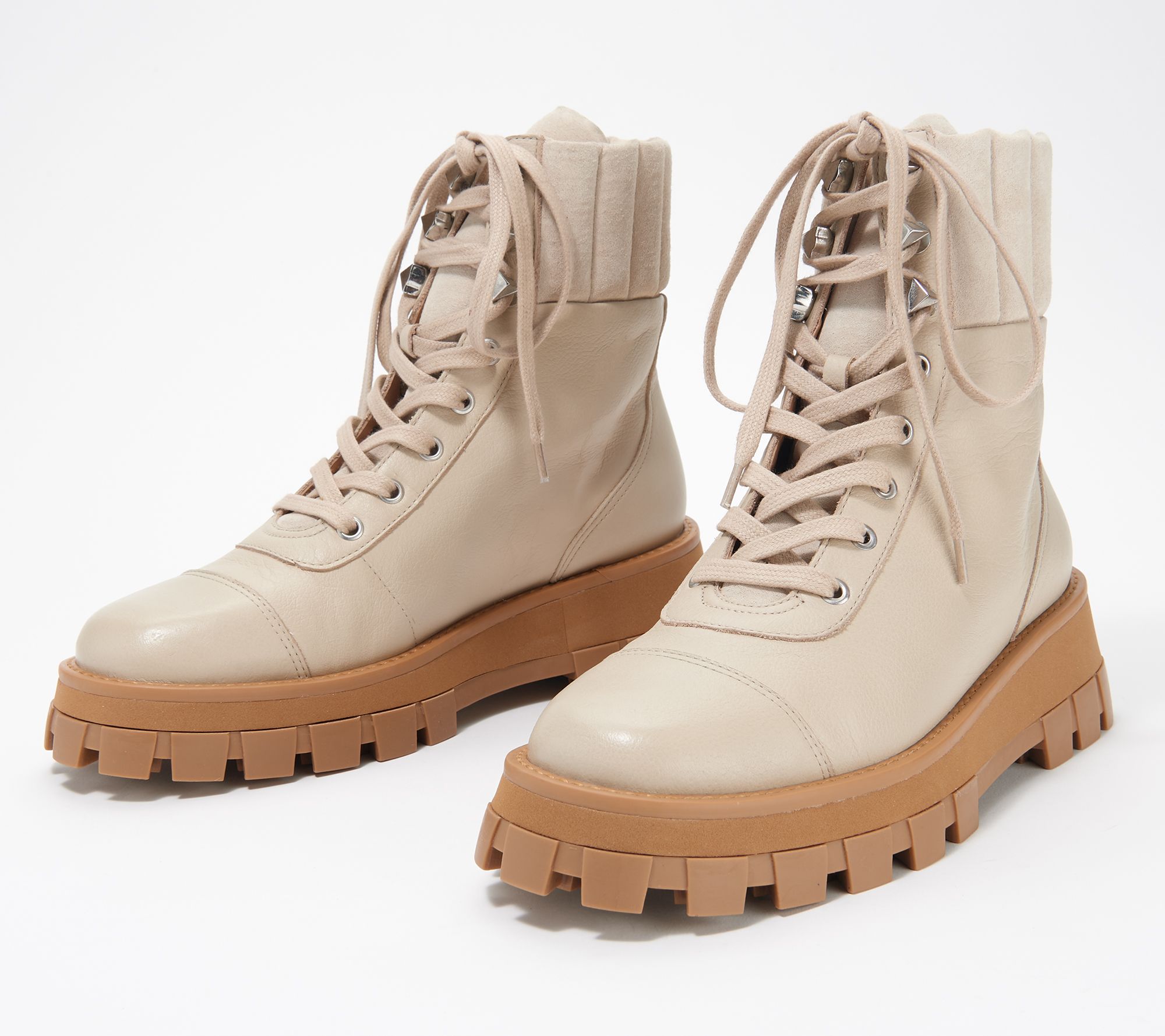 Schutz Leather Lace Up Hiker Boots - Sutton - QVC.com