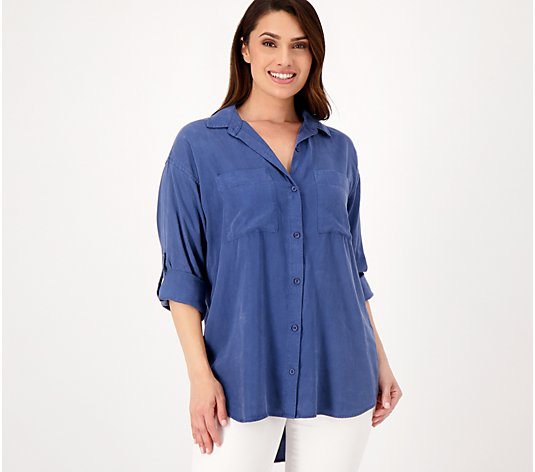 Side Stitch Roll Tab Tunic with Dropped Shoulders